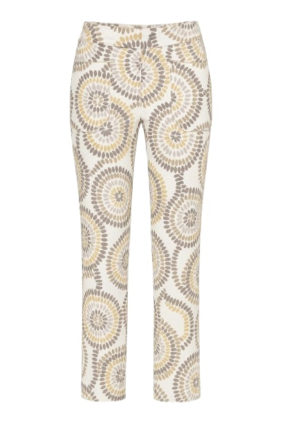 Conquista Women's Neutrals Patterned Linen Blend Pants In Neutral