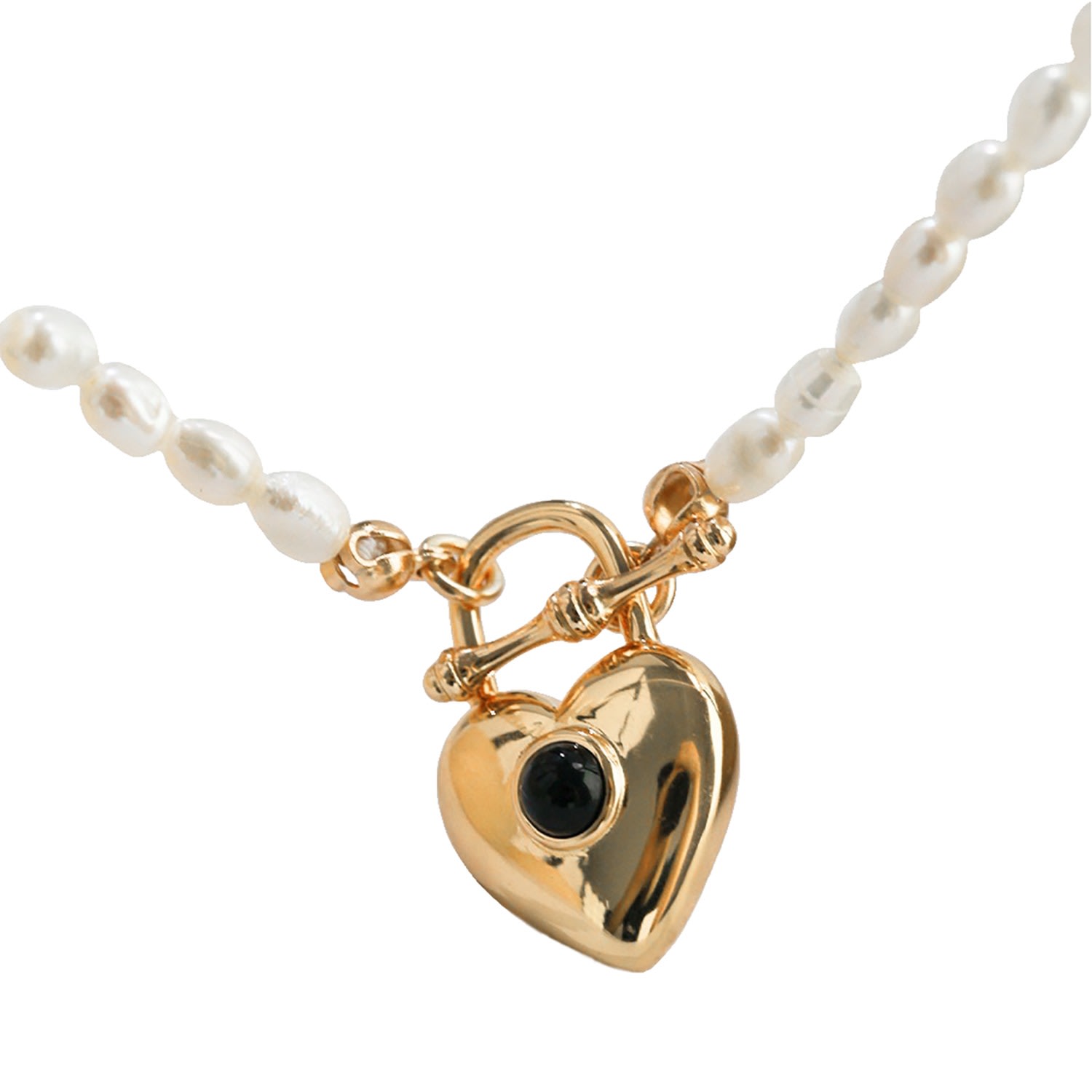 Women’s White Heart Shaped Lock Pendant Freshwater Pearls Necklace Ms. Donna