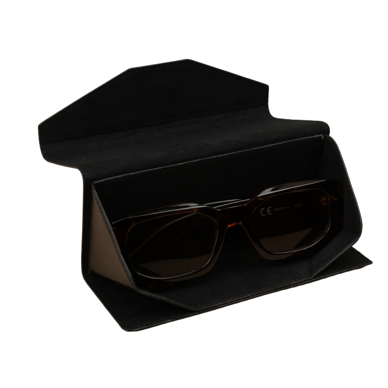 Leathere Women's Luxury Leather Sunglasses Case - Black - Louisville