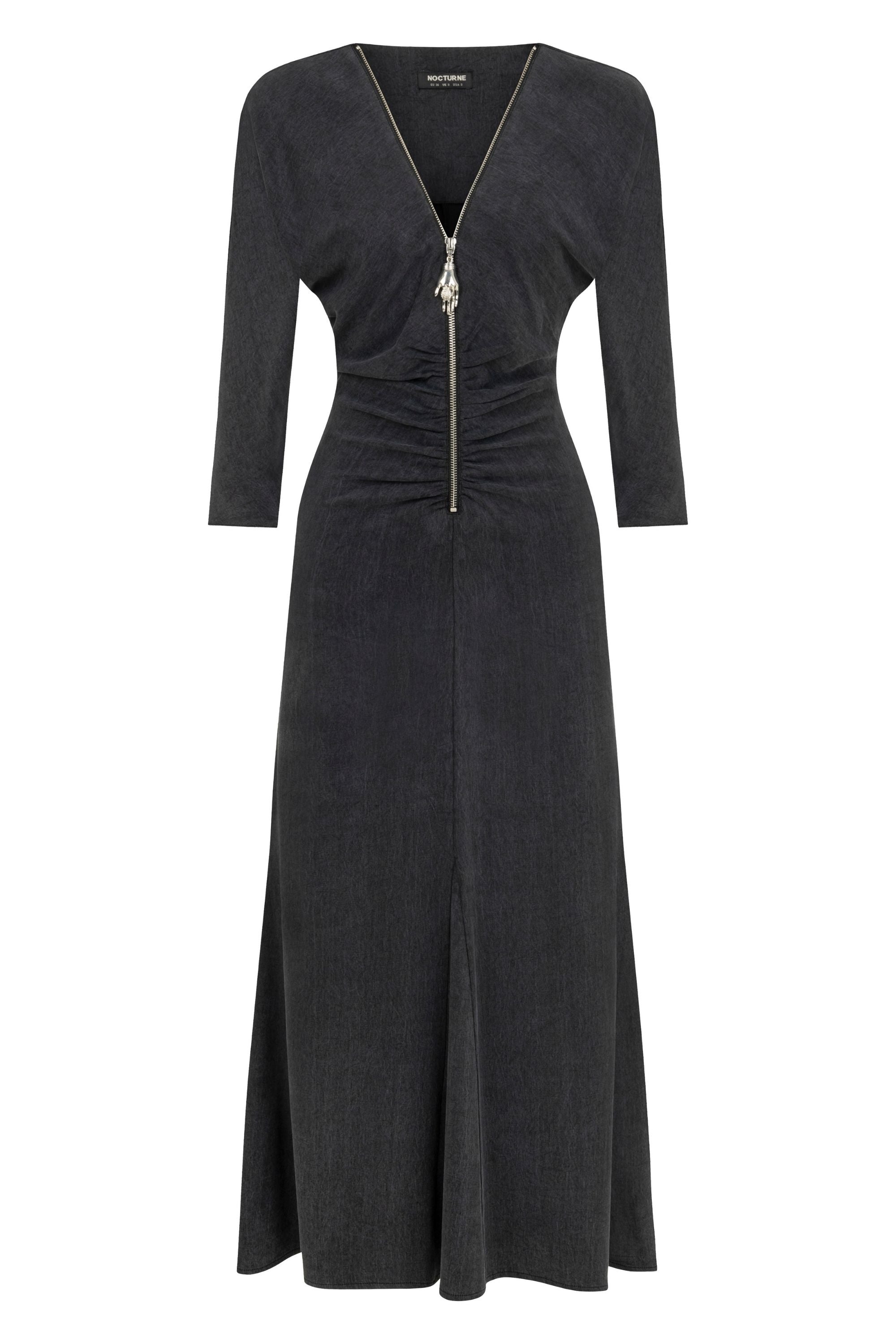 Nocturne Women's Grey Draped Detail Dress In Grey