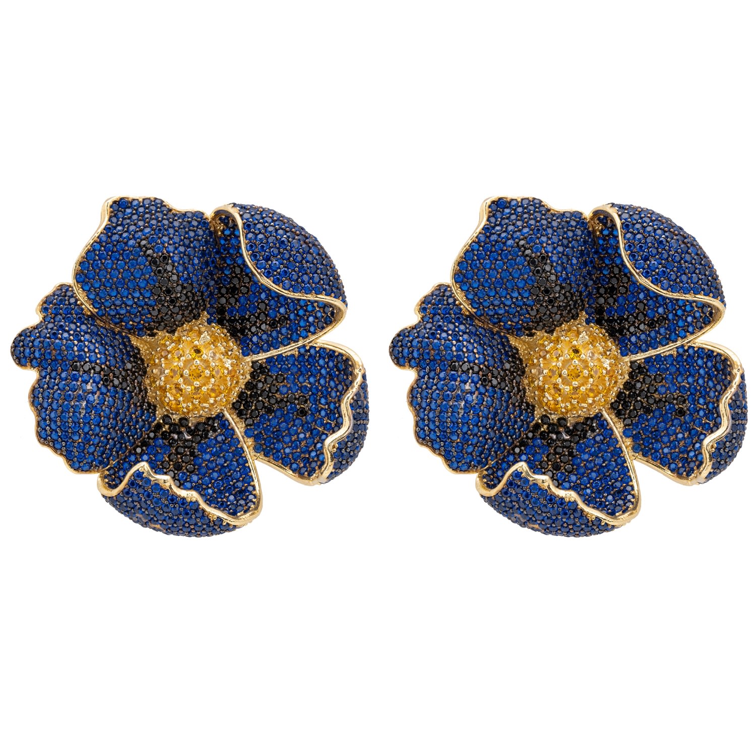 Women’s Blue / Gold / Yellow Poppy Sapphire Blue Earrings Gold Latelita
