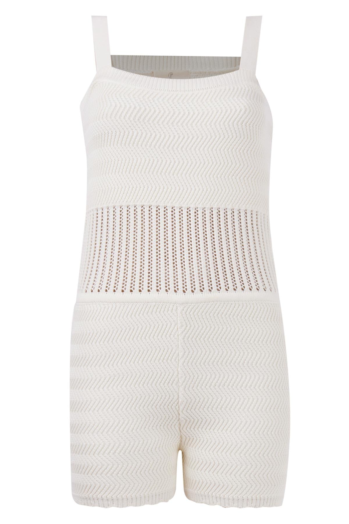 Peraluna Women's White Iris Openwork Body Harringborn Knit In Ecru In White