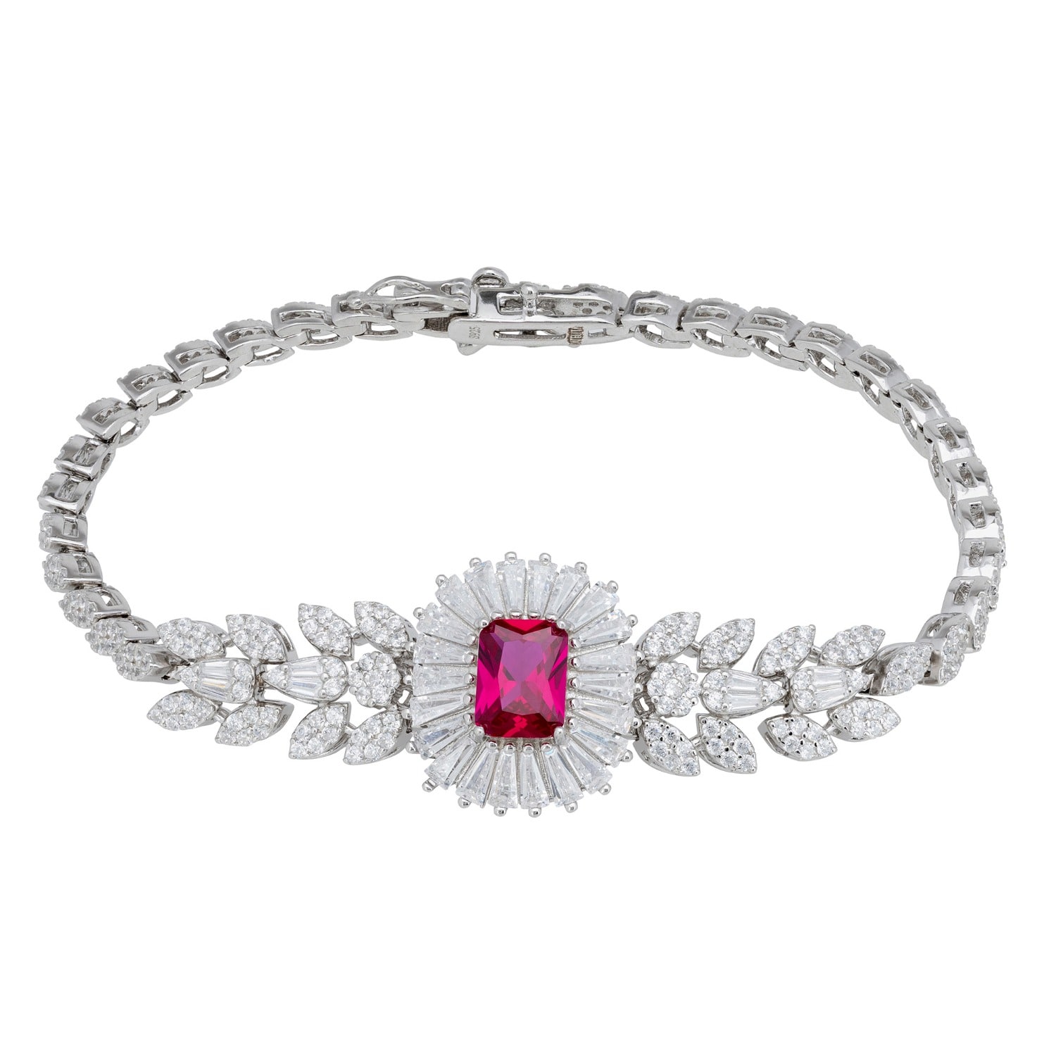 Latelita Women's Silver / Red / White Countess Gemstone Bracelet Ruby Silver