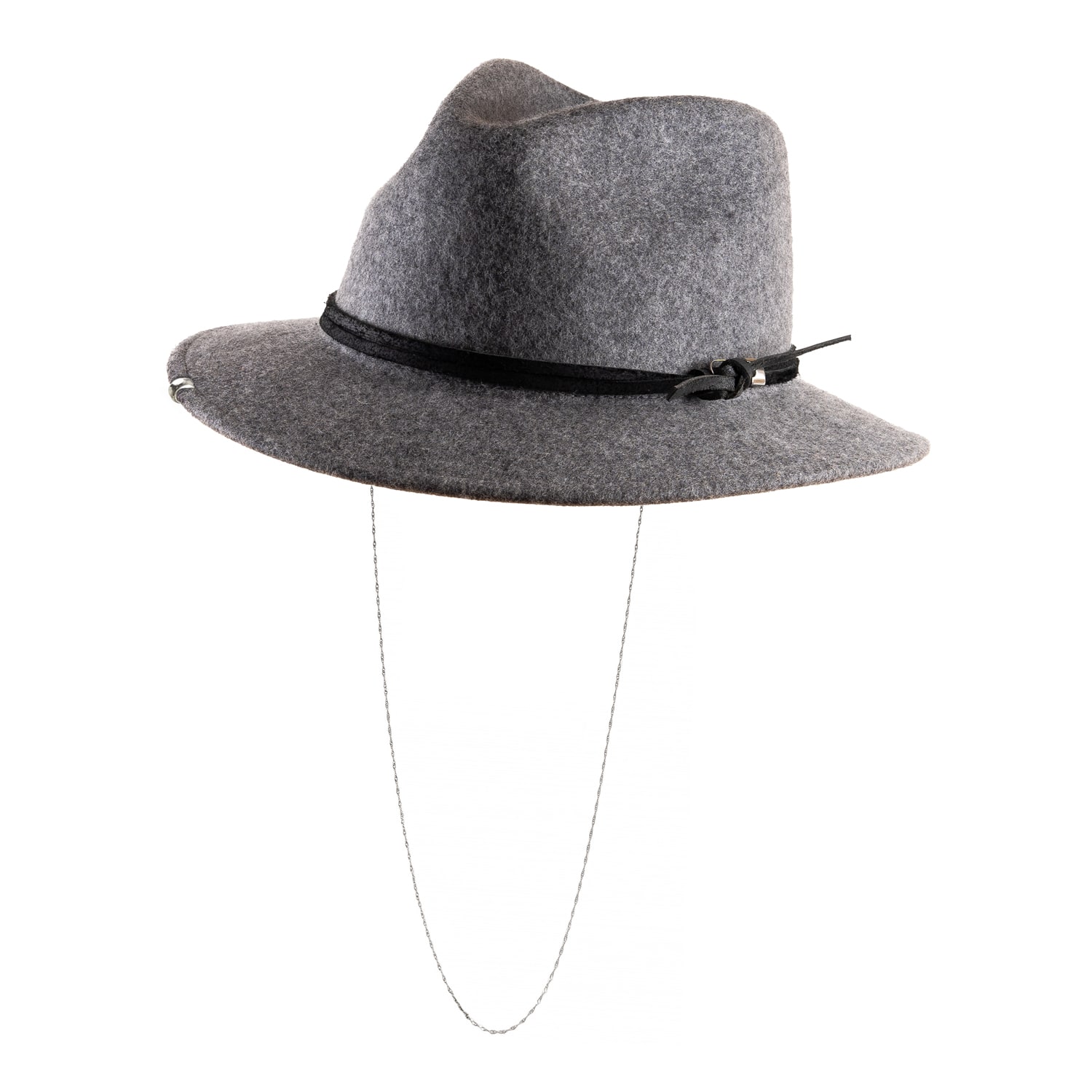 Shaded The Label Mens Mylor Dappled Grey Wool Trilby Hat With Sterling Silver Jewellery In Grey