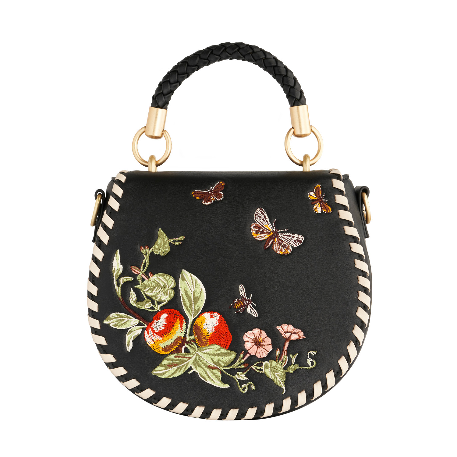 Women’s Black Fable Cameo Apple Leather Saddle Bag Fable England