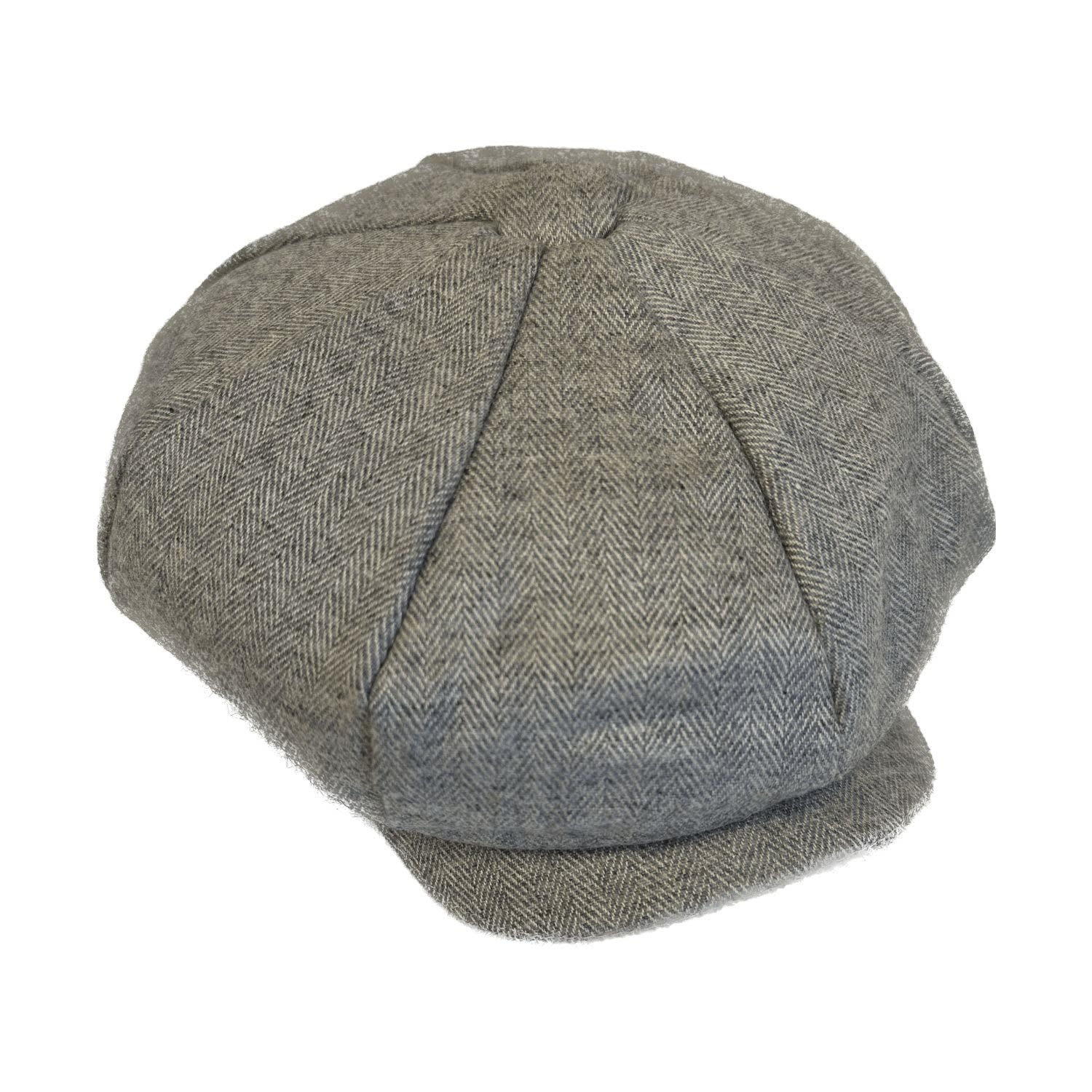 Men’s Grey Herringbone Cashmere Baker Boy Cap Large Kinalba