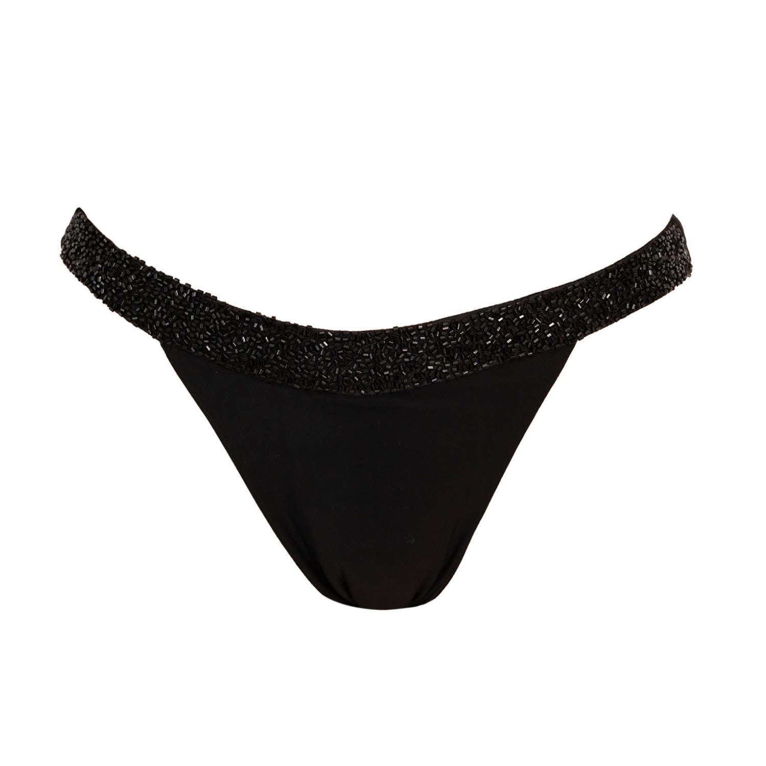 Self-adore Women's Zenya Hand-beaded Embellished Bikini Bottom- Black In Black