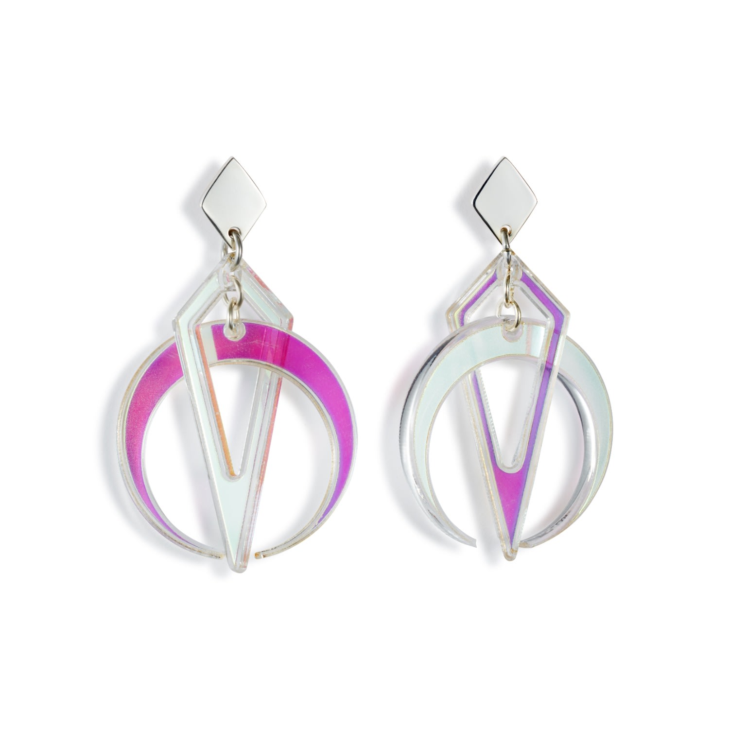 Women’s Silver Petite Crescent Hoop Earrings - Iridescent Toolally