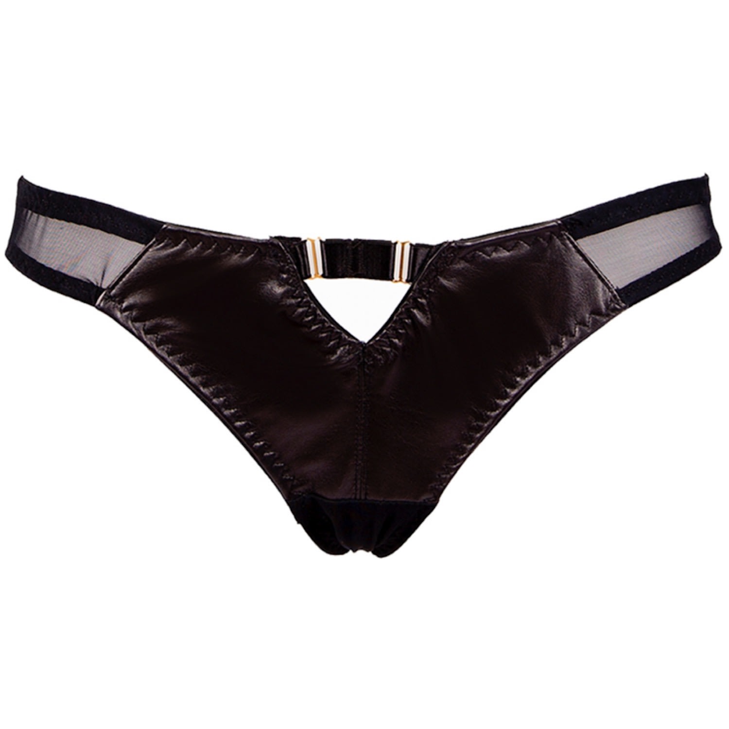 Something Wicked Women's Black Montana Leather Open Back Ouvert Brief