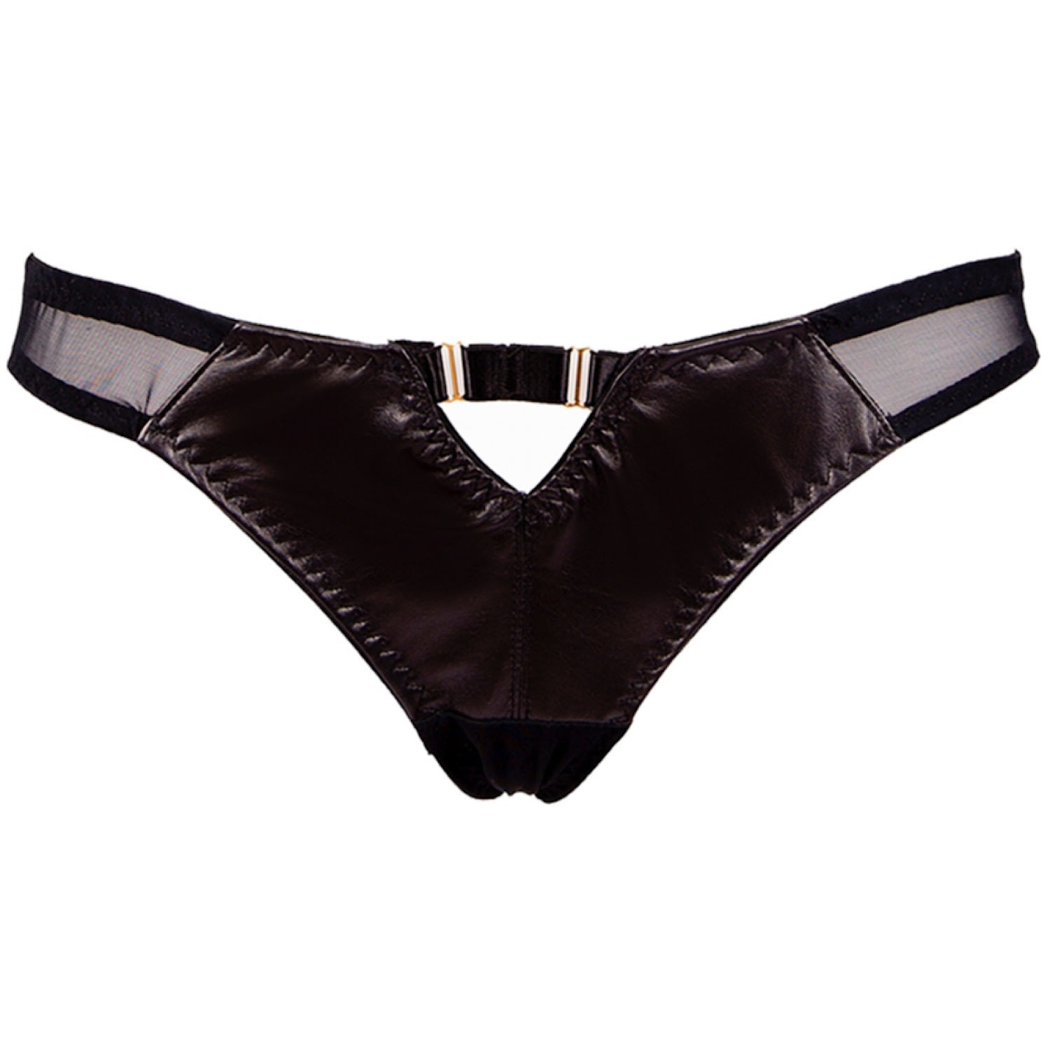 Women’s Black Montana Leather Open Back Ouvert Brief Small Something Wicked