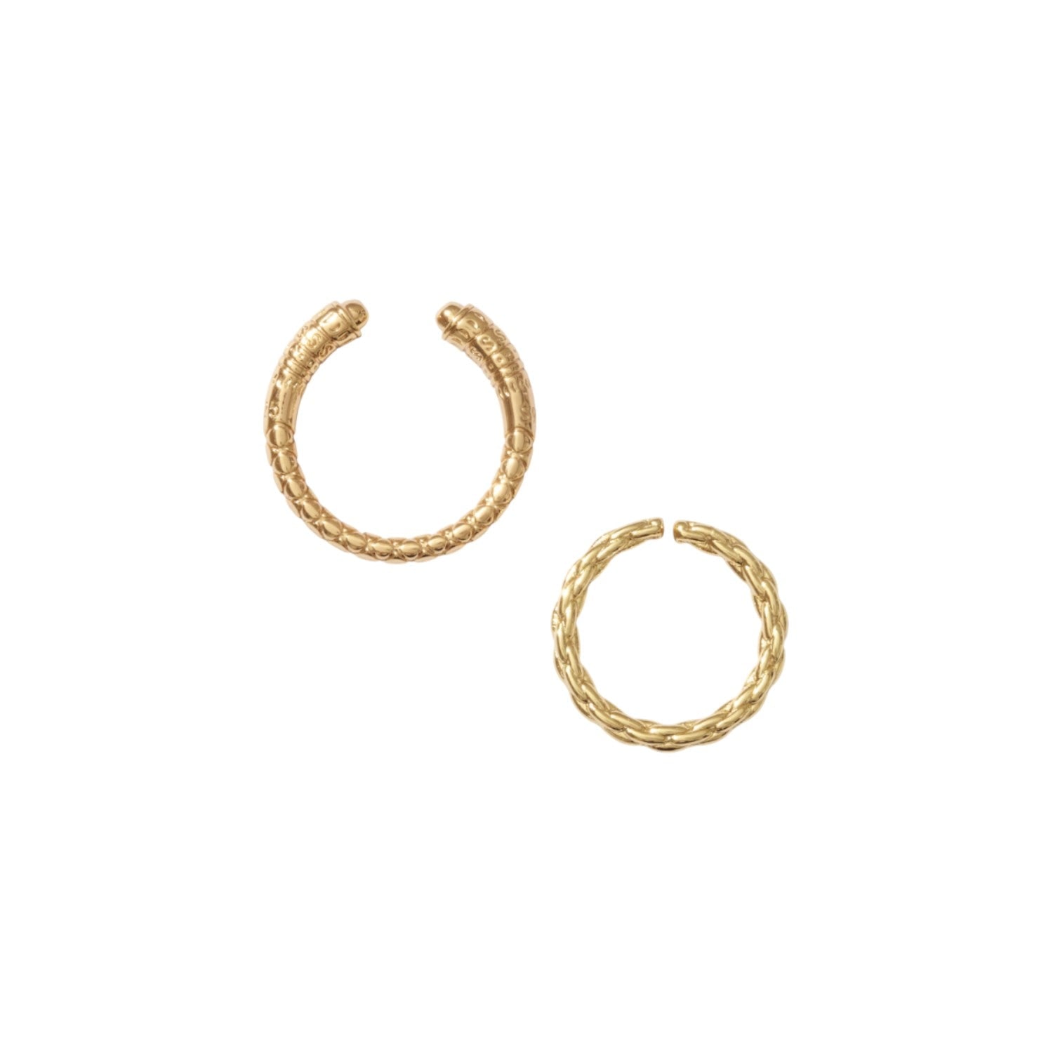 Alexie Of Athens Women's Gold Byzantine Etched Rope Duo Ring Set In Gold