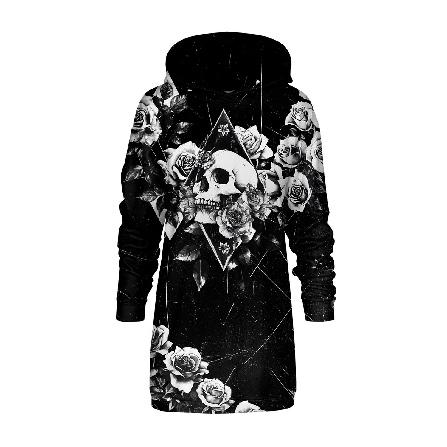 Aloha From Deer Women's Black Gothic Blossom Oversize Hoodie Dress In Black