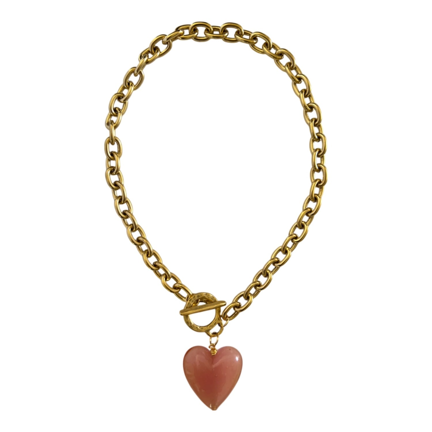 Sccollection Women's Gold / Pink / Purple Amore Heart Necklace - Peach Pink