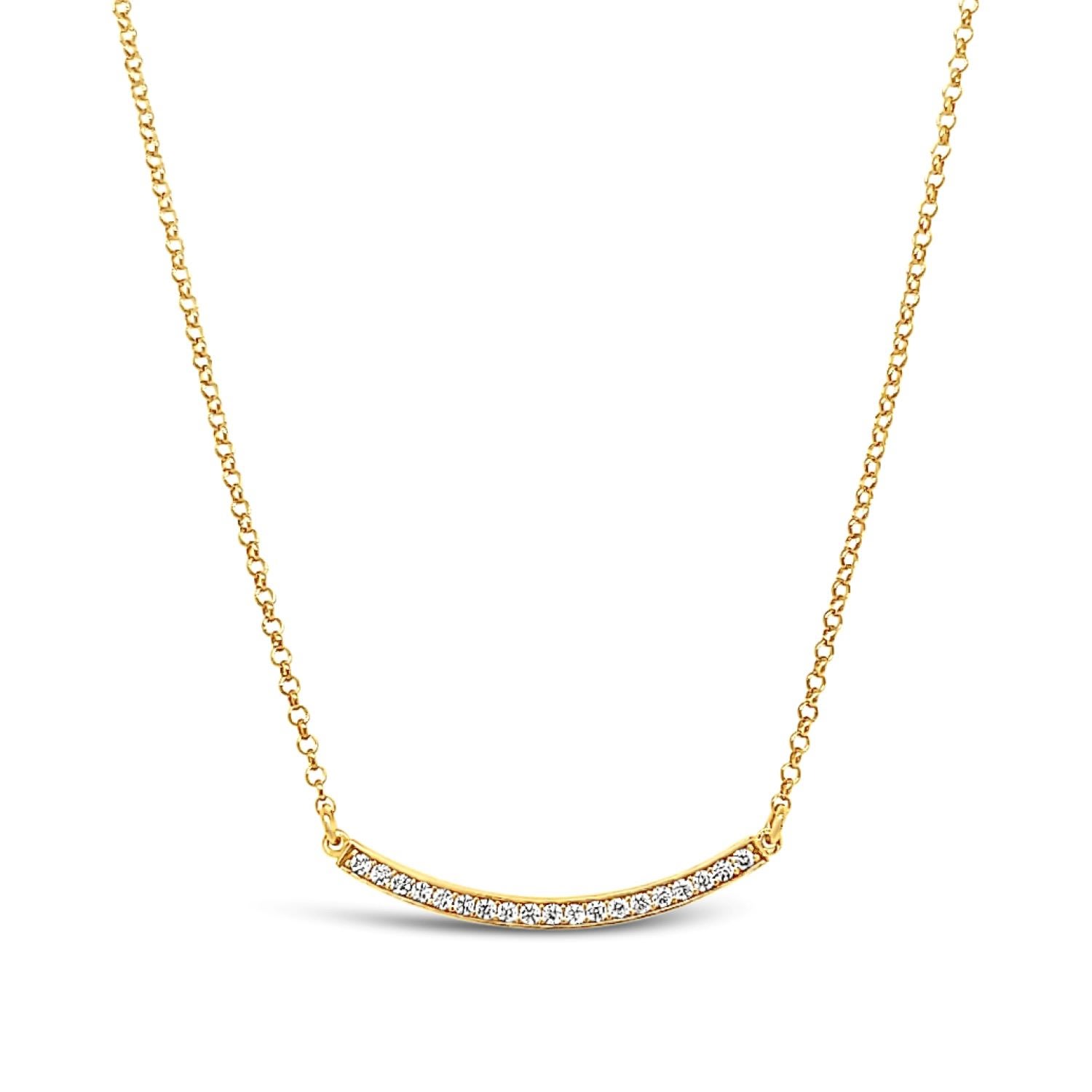 Women’s Cz Curved Bar Necklace - Gold Lutiro