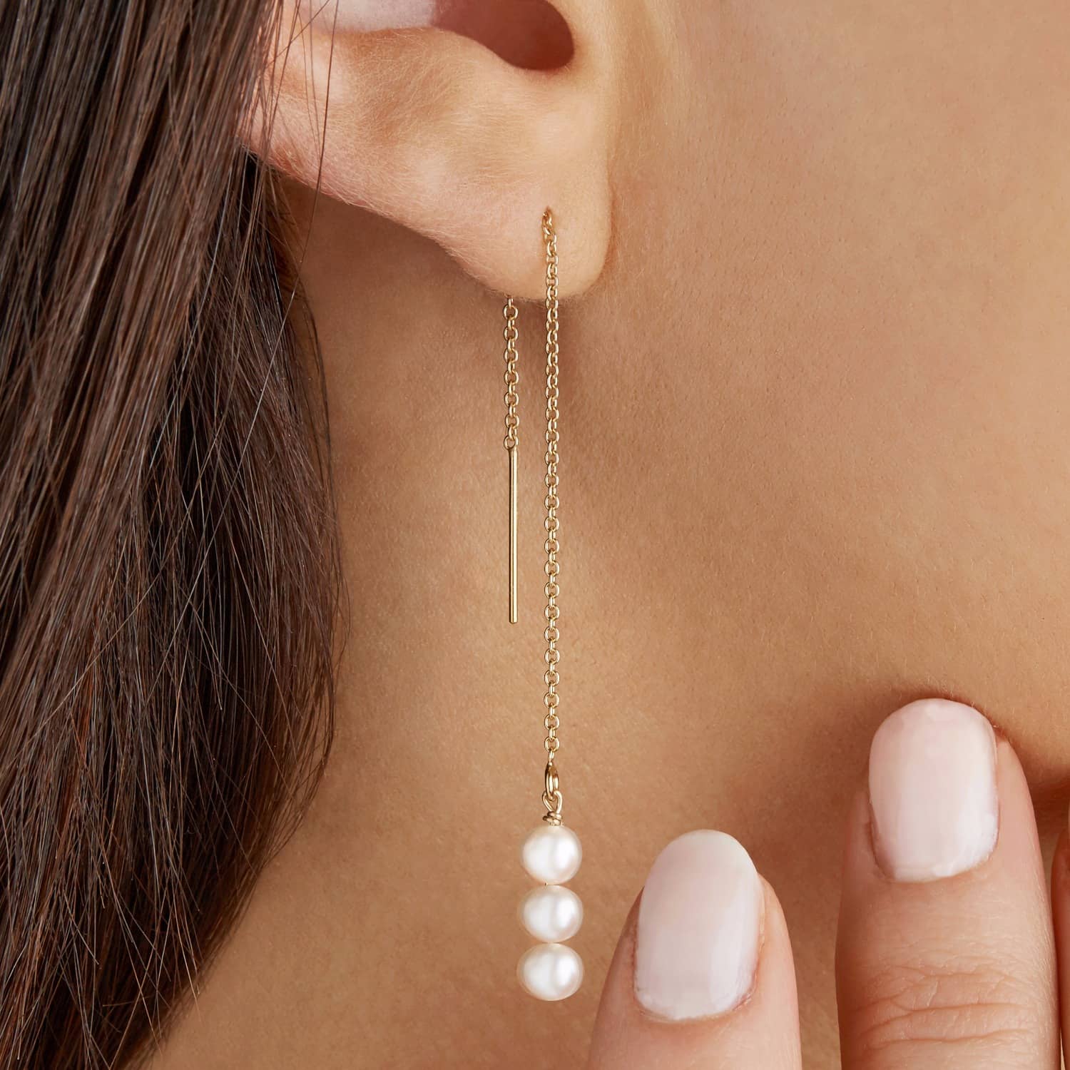 Women's Gold & Grey Pearl Fish Hook Earrings | Mounir London