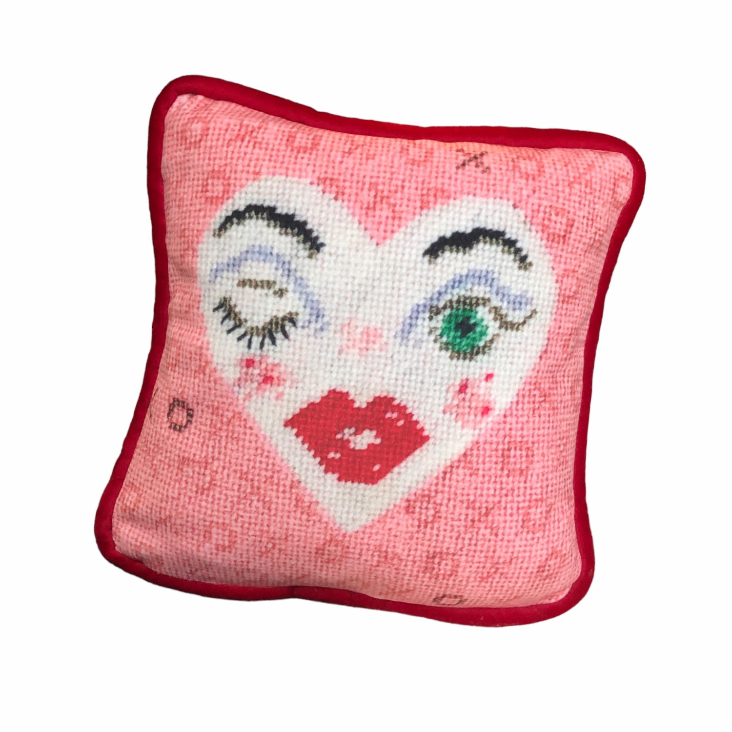 Pink / Purple Velvet "Valentina" Heart-Faced Pillow Mommani Threads