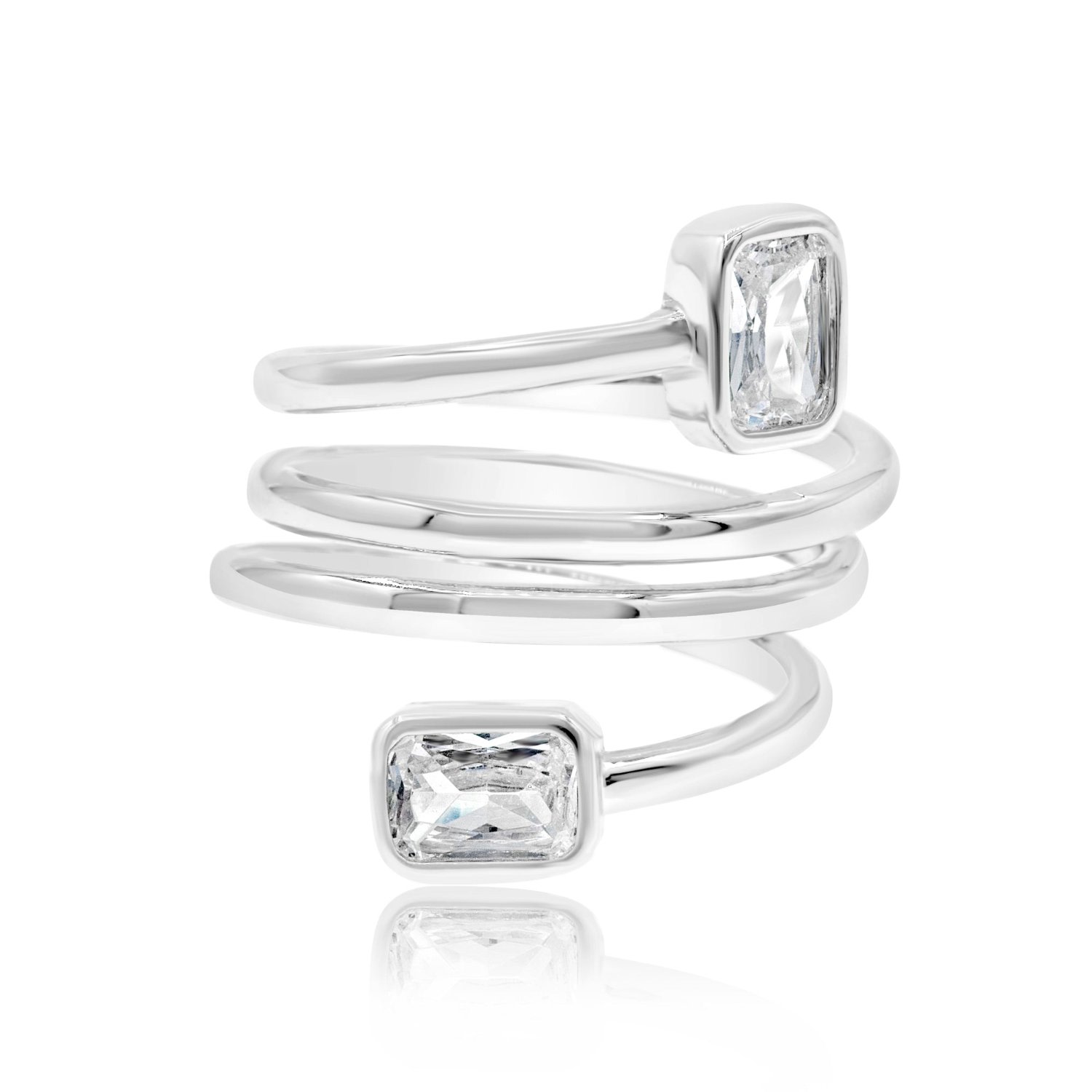 Shymi Women's Emerald Spiral Statement Ring - Silver