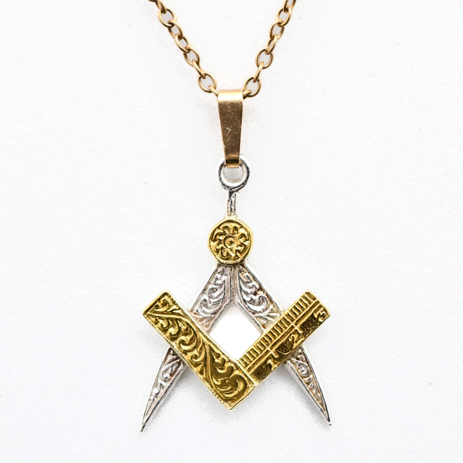 Simon Kemp Jewellers Men's Masonic Pendant Eighteen Carat Gold On Solid Sterling Silver