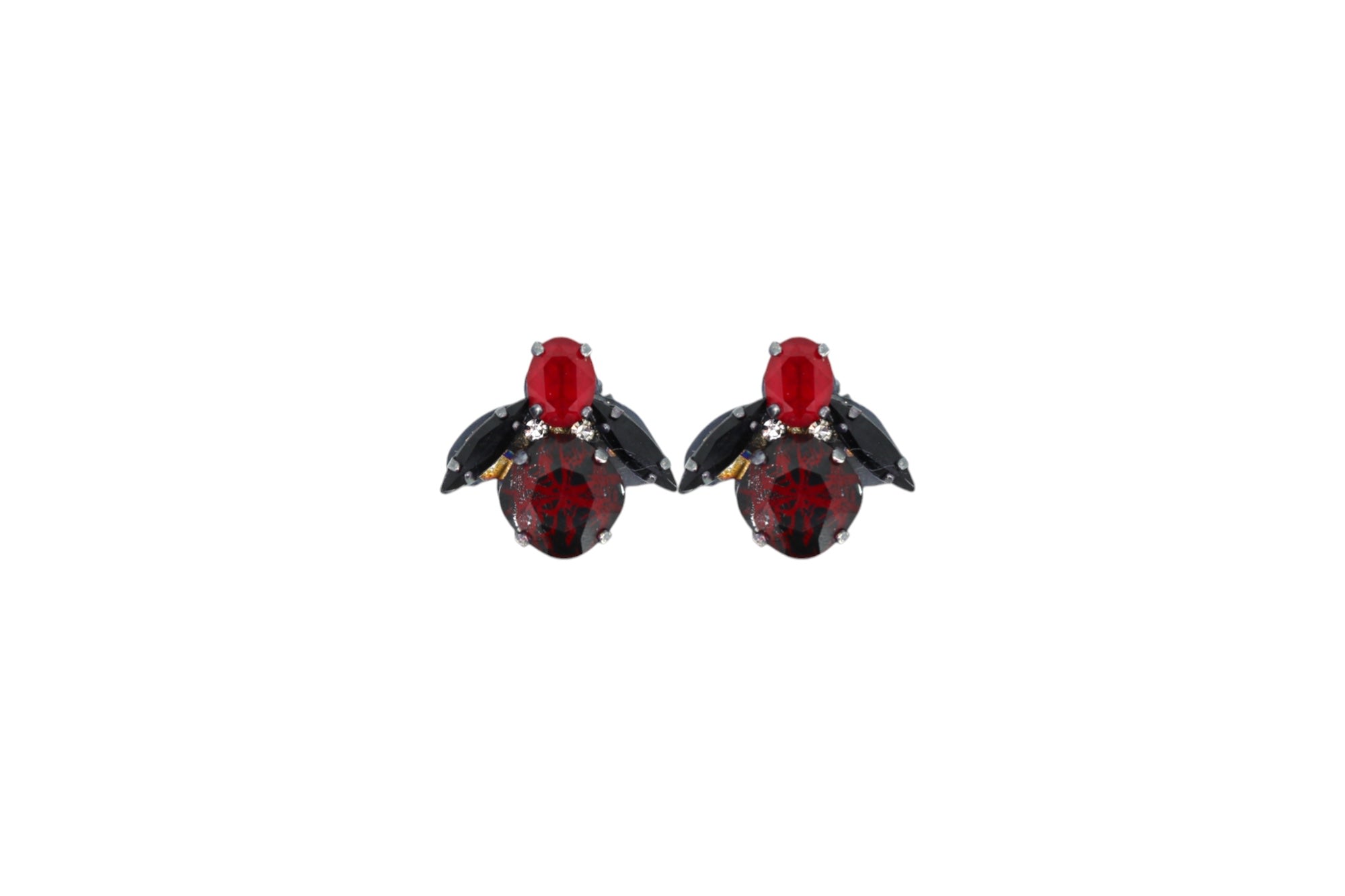 Vickisarge Women's The Spooky Red Bee Earrings In Oxidised Silver - Pierced