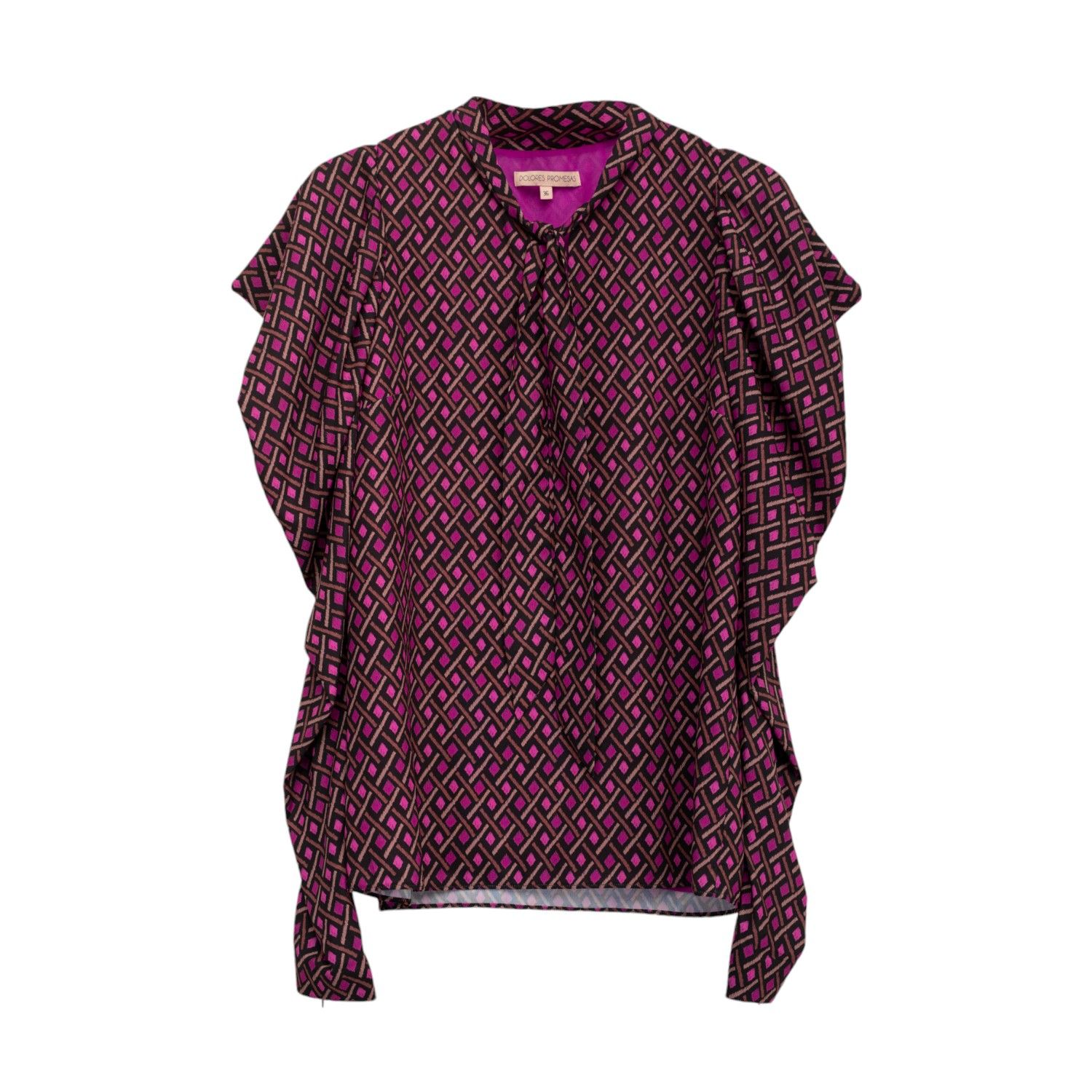 Dolores Promesas Women's Pink / Purple Printed Blouse With Bow Elena In Pink/purple