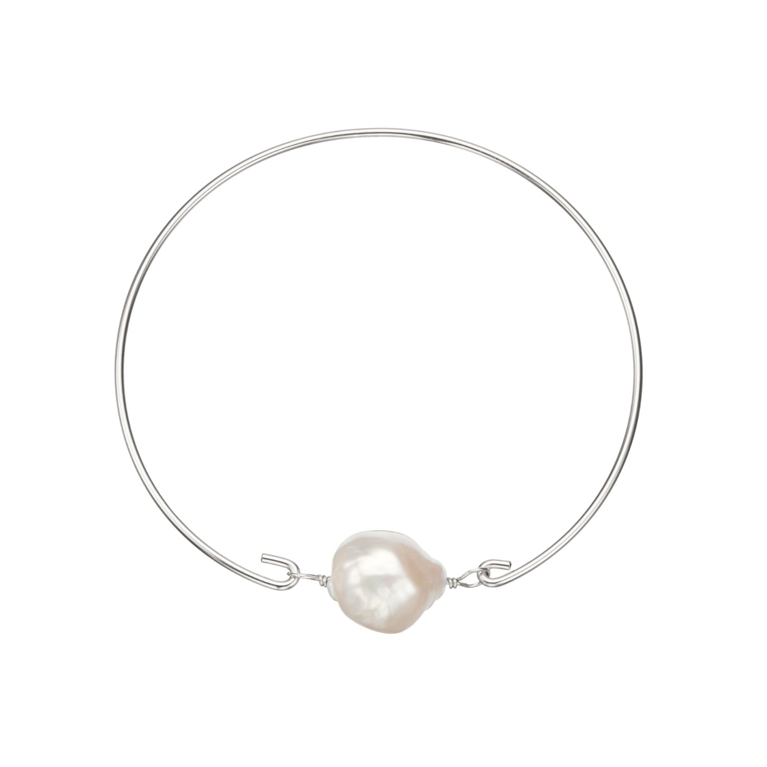 Lily & Roo Women's Sterling Silver Baroque Pearl Bangle In Silver