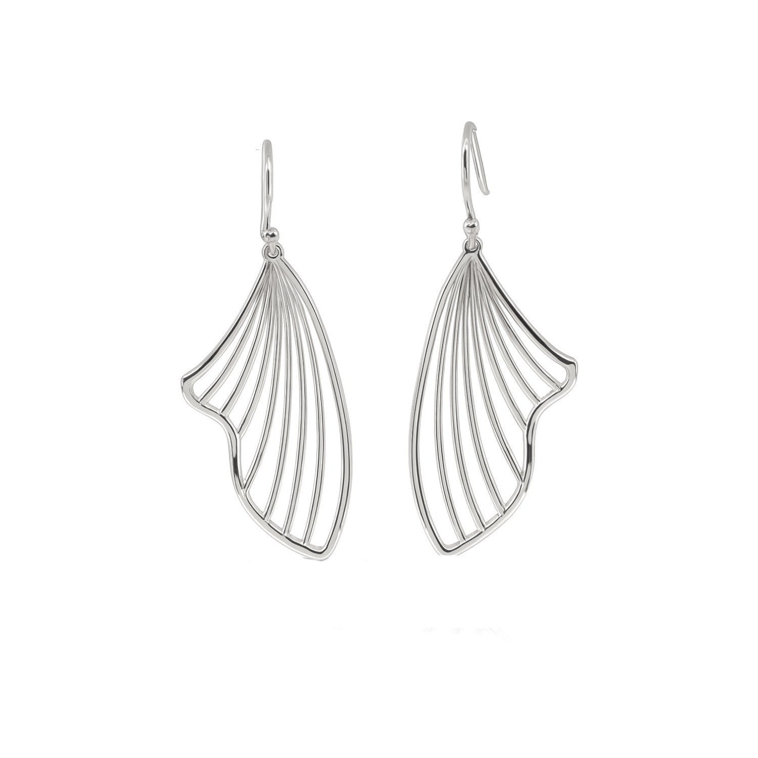 Janus Edinburgh Men's Tidal Sterling Silver Fish Fin Drop Earrings In Silver