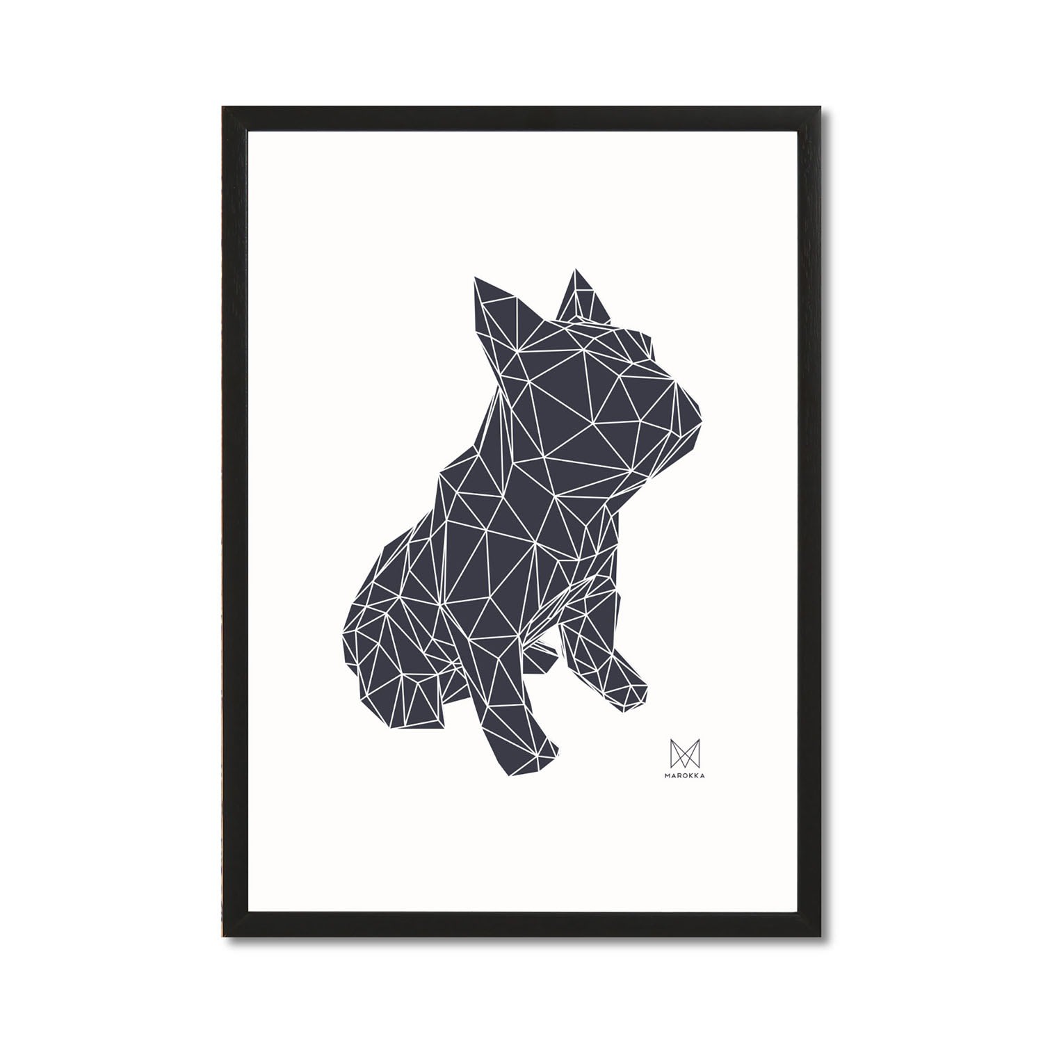 French Bulldog Geometric Print - Frank Black On White Background Marokka Design