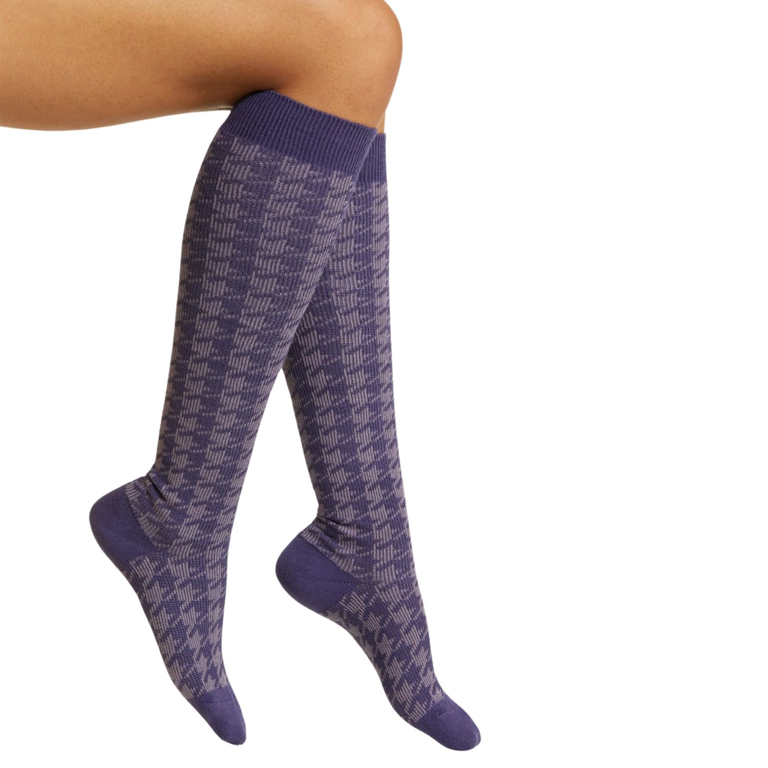 High Heel Jungle By Kathryn Eisman Women's Purple Houndstooth Knee High Socks Lilac