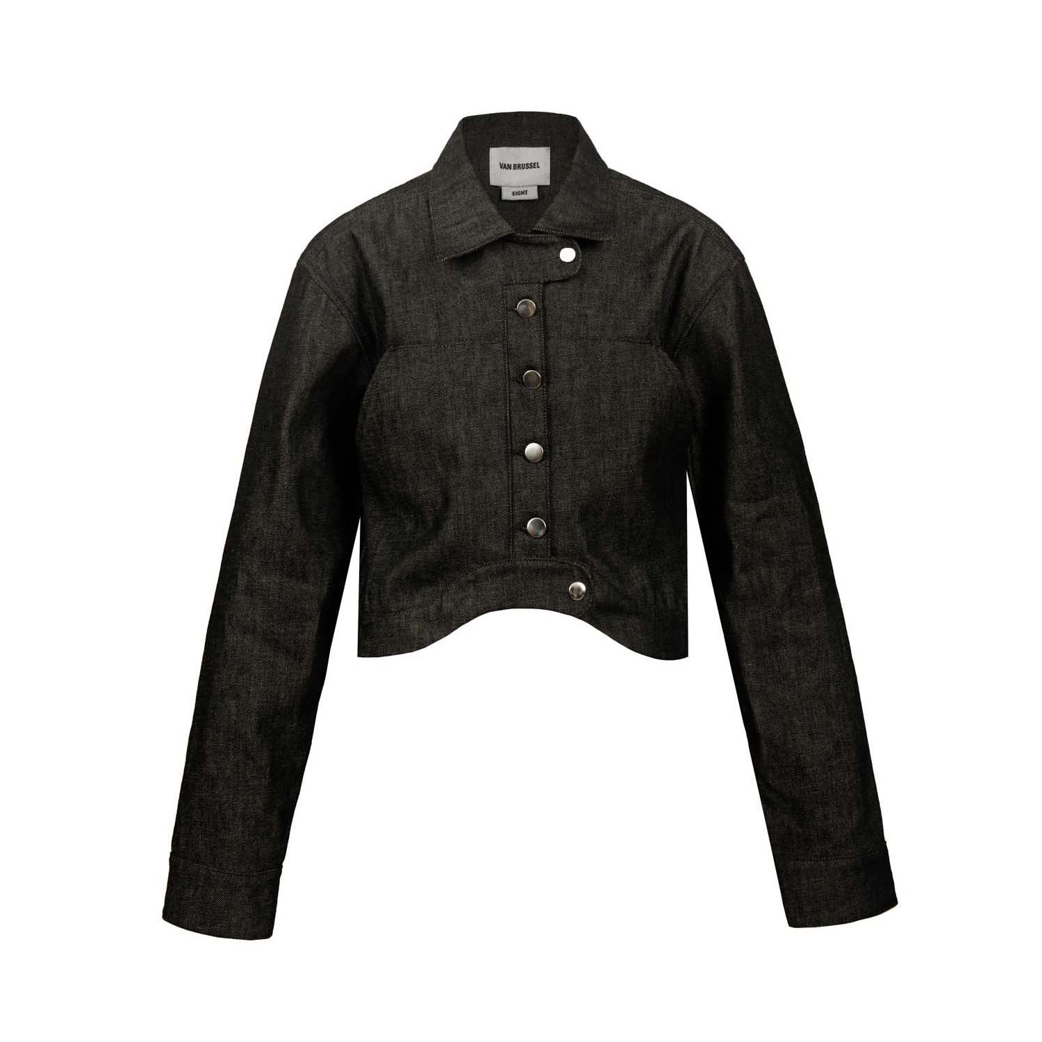 Van Brussel Women's Nola Buttoned Biker Crop In Ash Black Denim