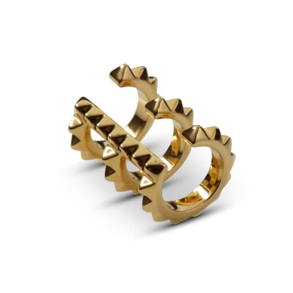 Gucci Croc Triple Ear Cuff Yellow Gold In Triple