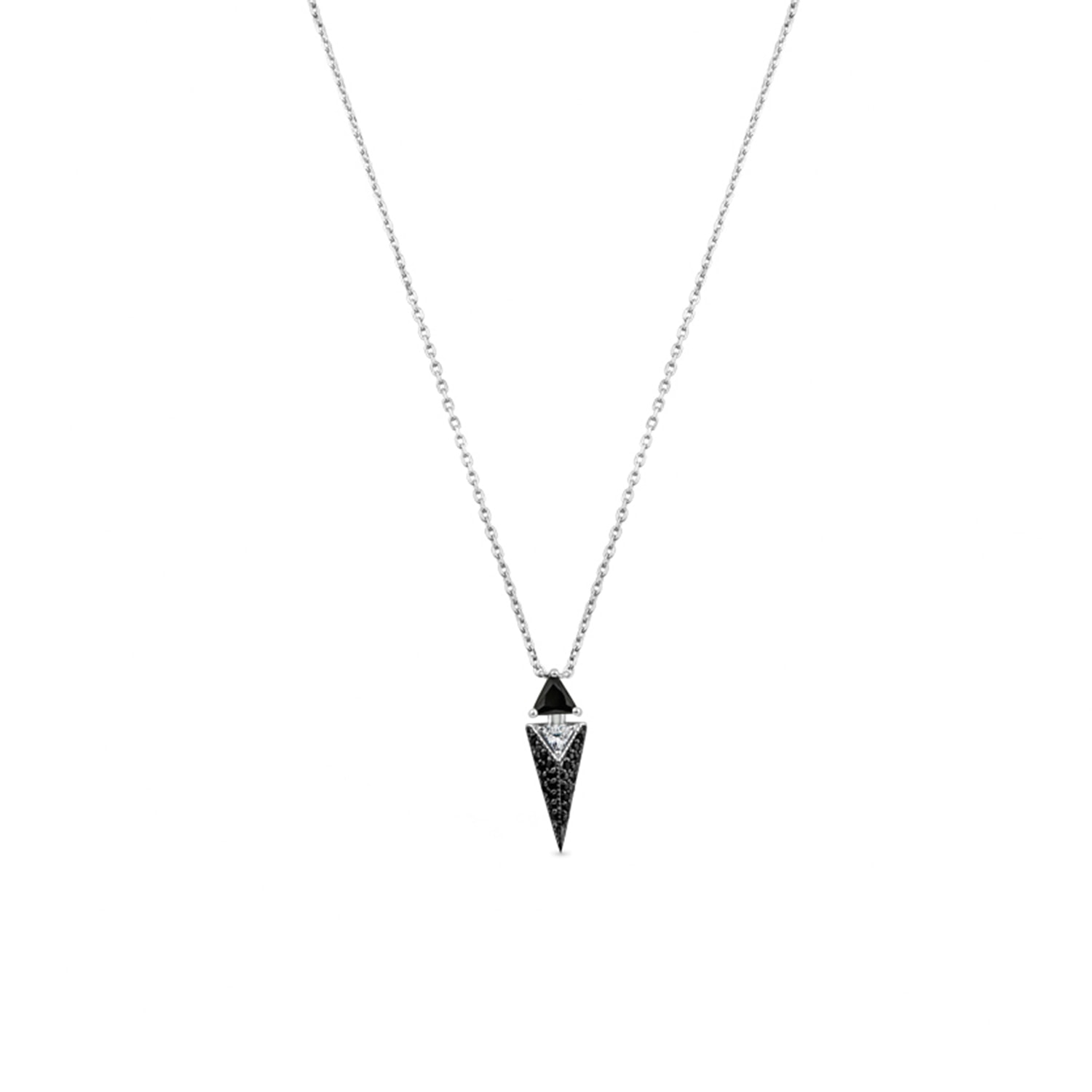Sally Skoufis Women's Black / Silver Urge Necklace With Man Made Cz Diamond Stimulant In Sterling Silver & Platinu In Multi