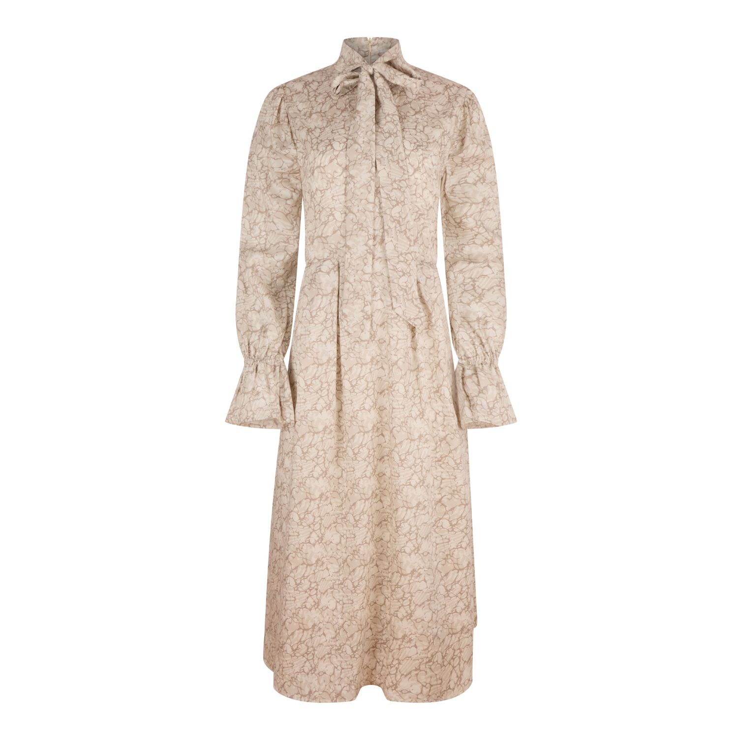 Numbat Women's Margot Cotton Bow Midi Dress -  Cream With Brown Florals