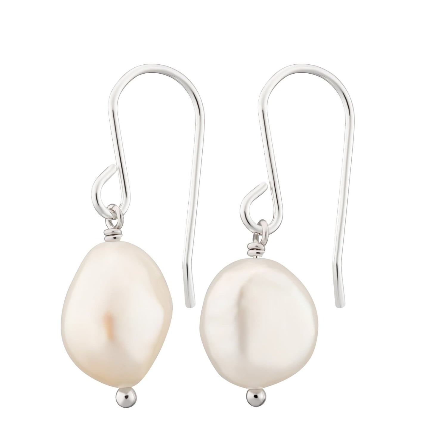 Women’s Sterling Silver Baroque Pearl Hook Earrings Lily Charmed