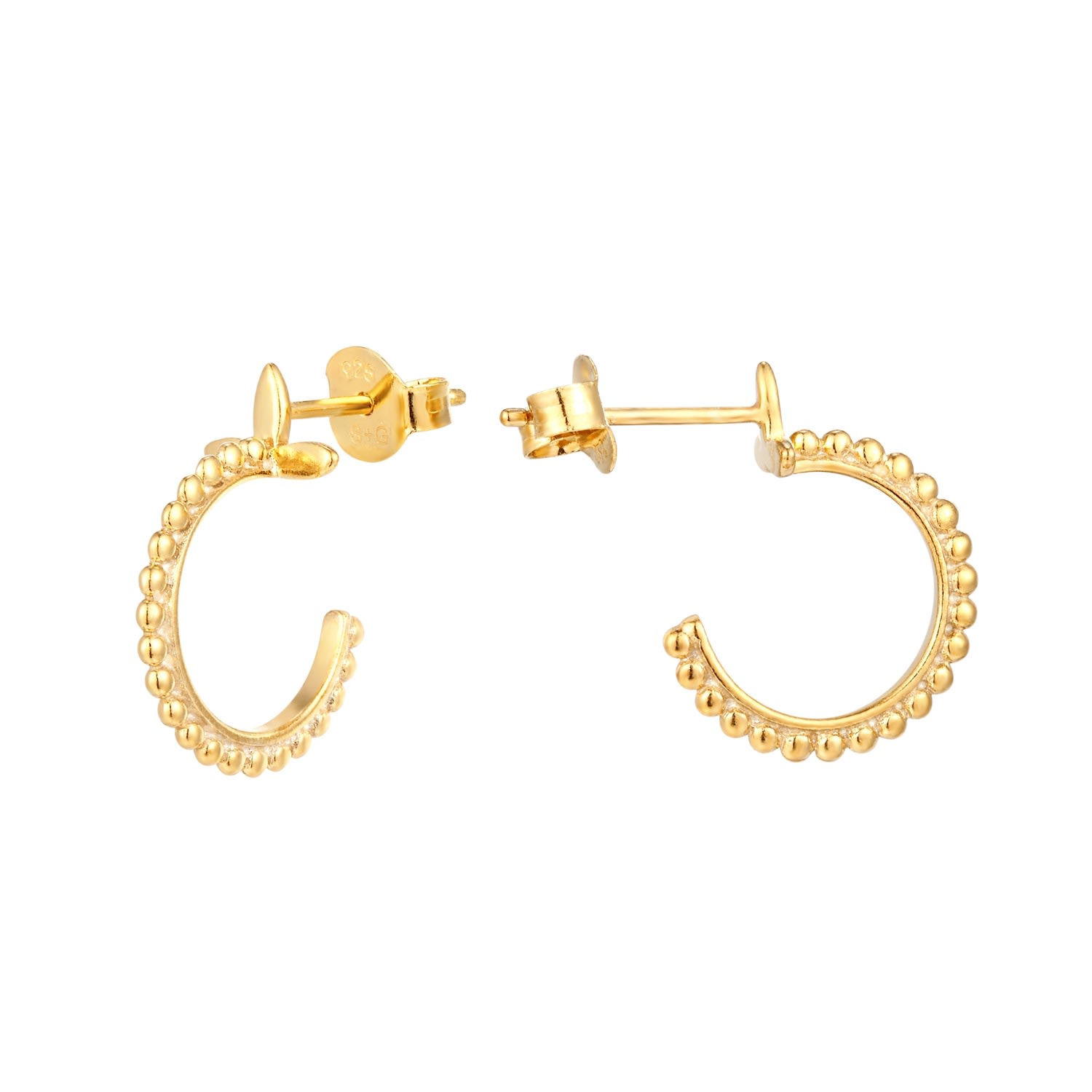 Women’s 22Ct Gold Vermeil Half Hoop Dot Studded Earrings Seol + Gold