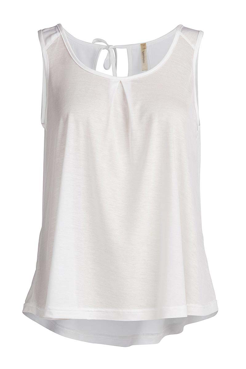 Conquista Women's White Round Neck Sleeveless Top In White