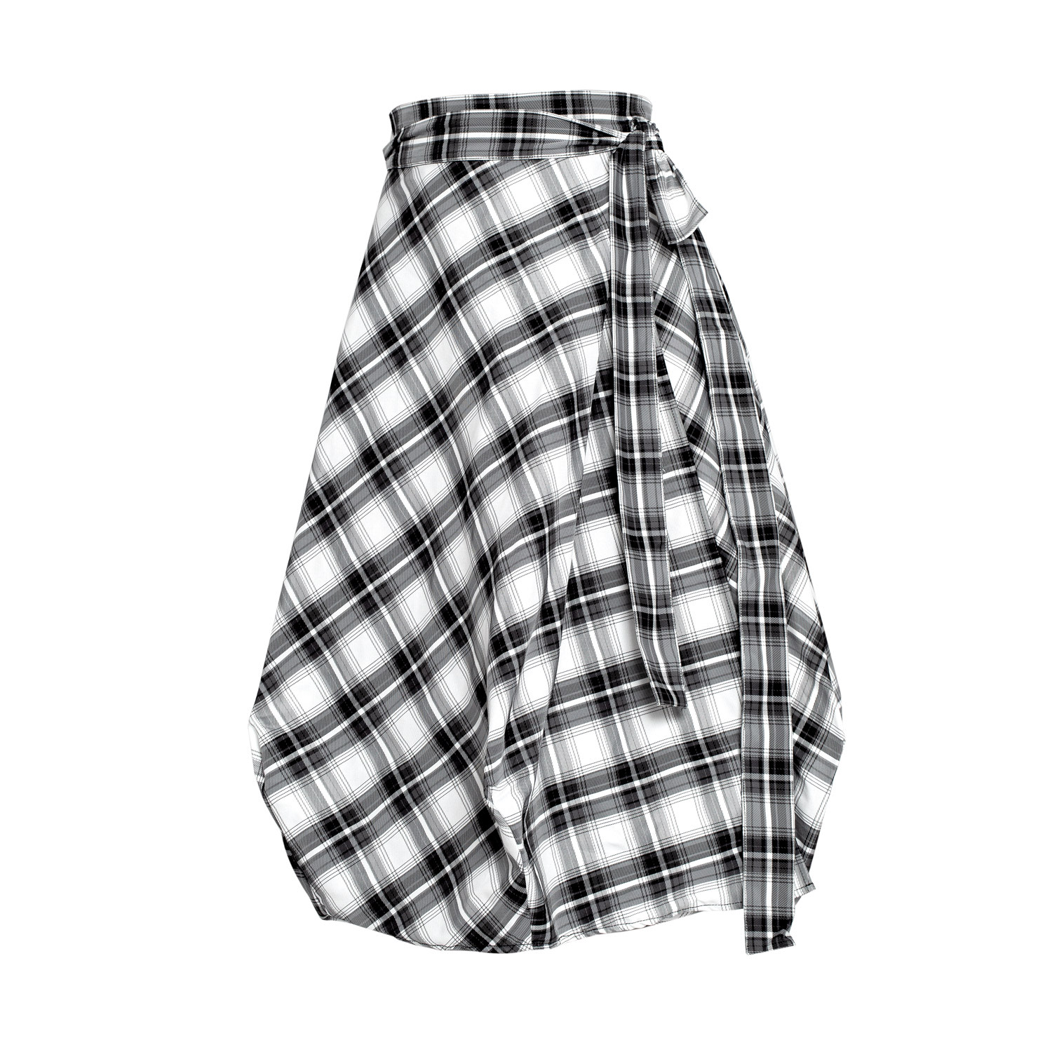 Women's Wrapped Skirt In White Tartan | Extra Large | Bianca Popp