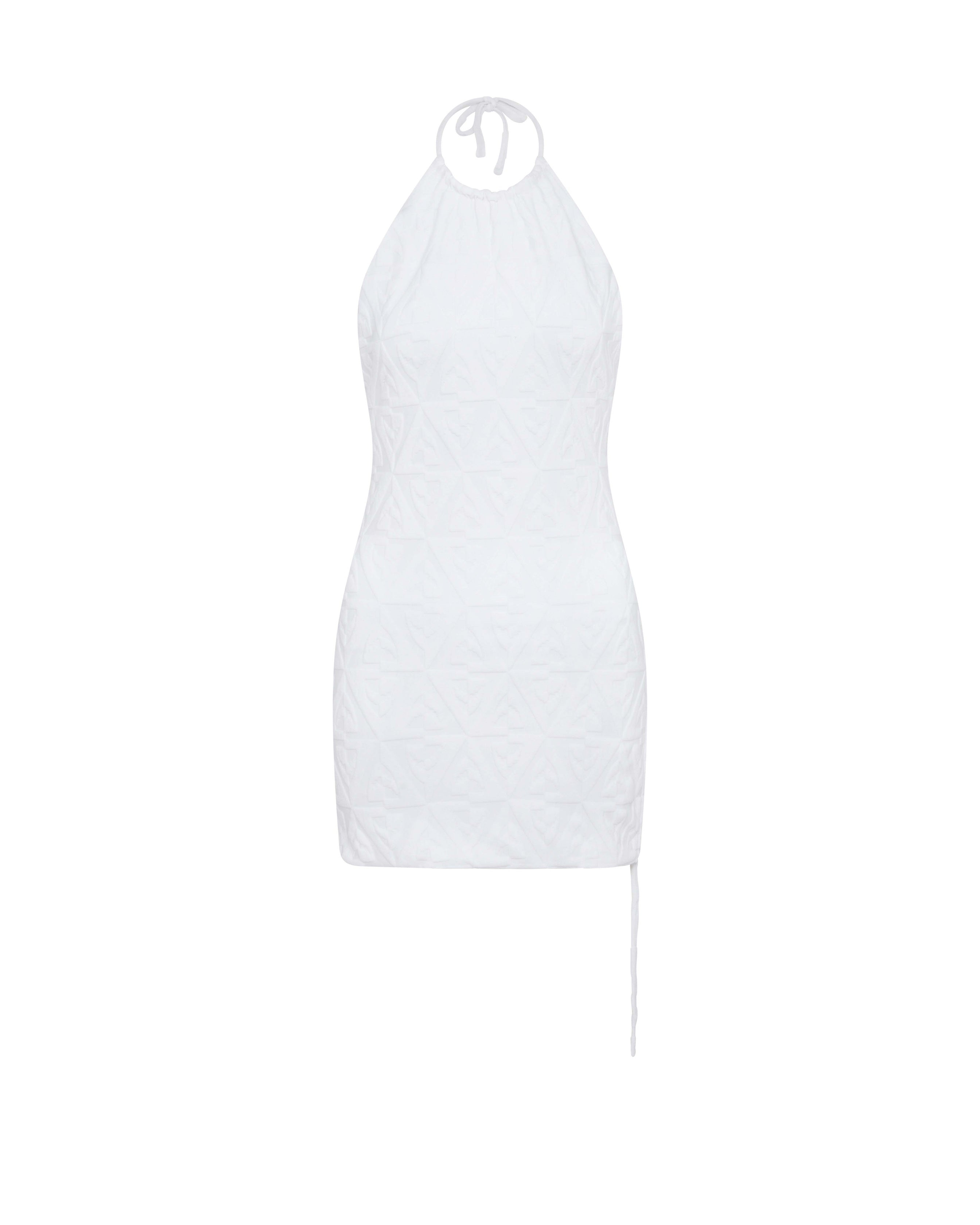 Let's Swim Shark-jacquard Mini Dress In White