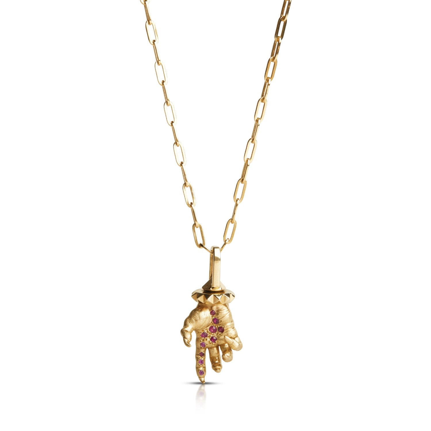 Kasun Men's Gold / Red Hand Of The Protector Pendant – Ruby – 9ct Solid Yellow Gold