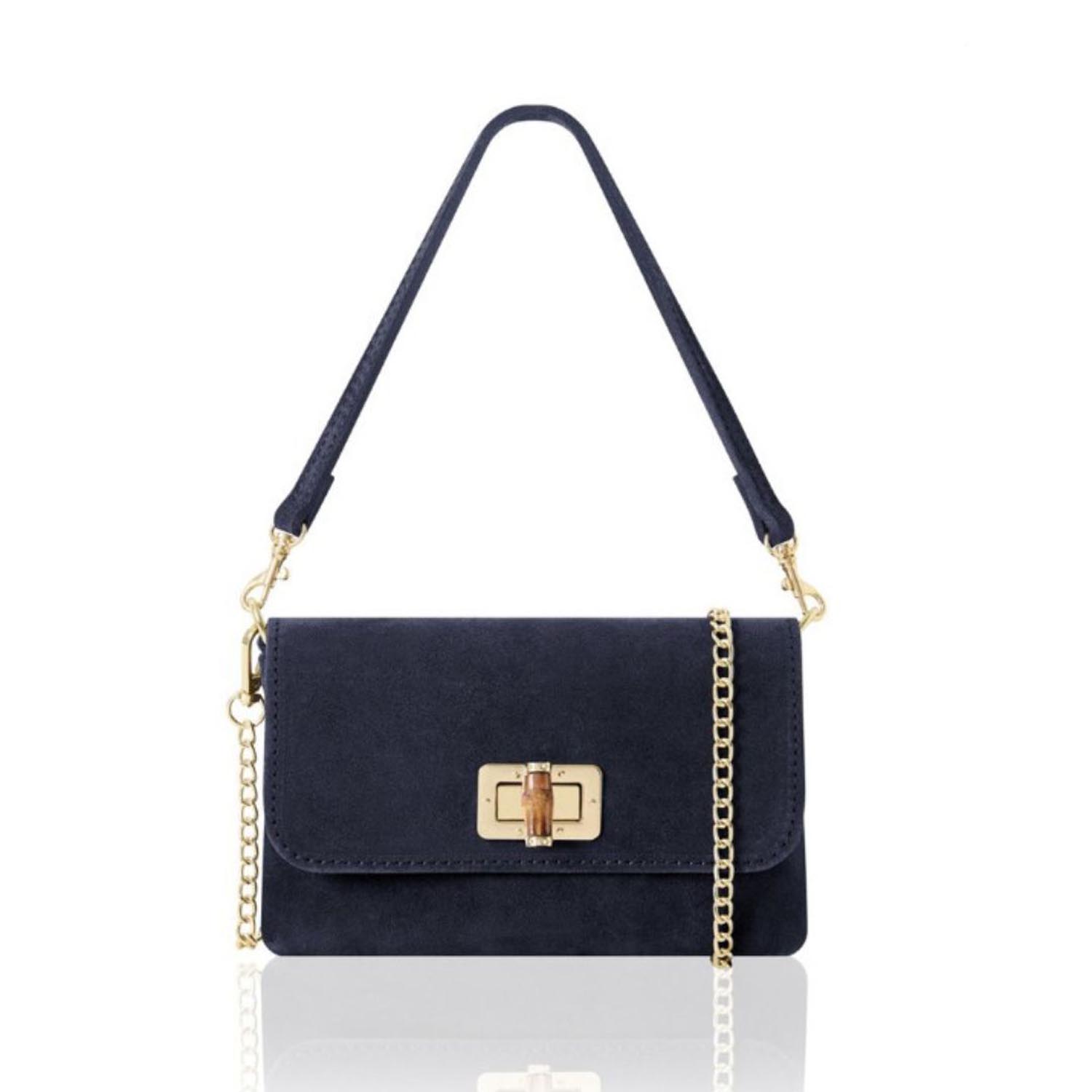 Betsy & Floss Women's Cori Suede Handbag And Clutch Bag In Navy Blue In Blue