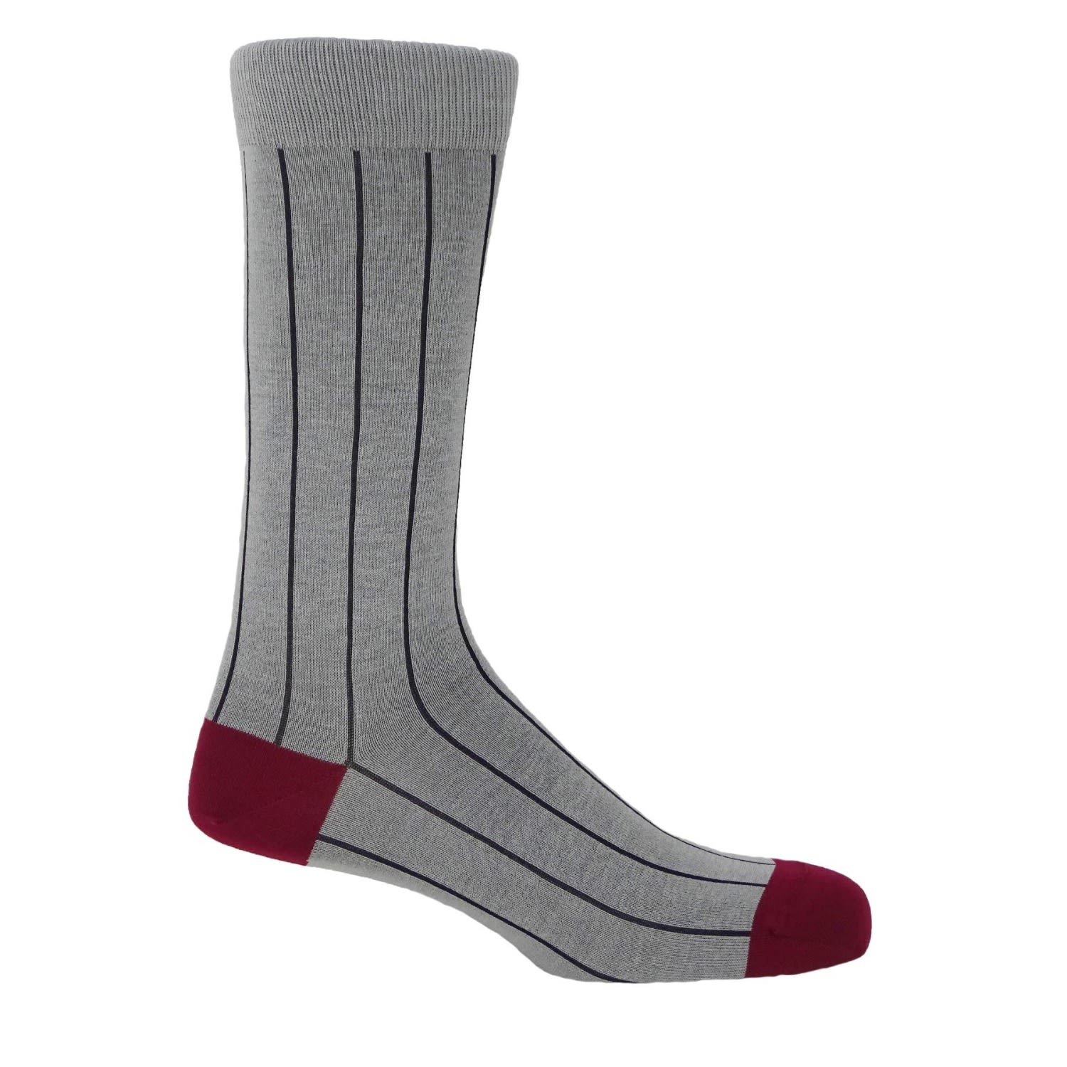Peper Harow - Made In England Grey Ash Pin Stripe Men's Socks In Grey