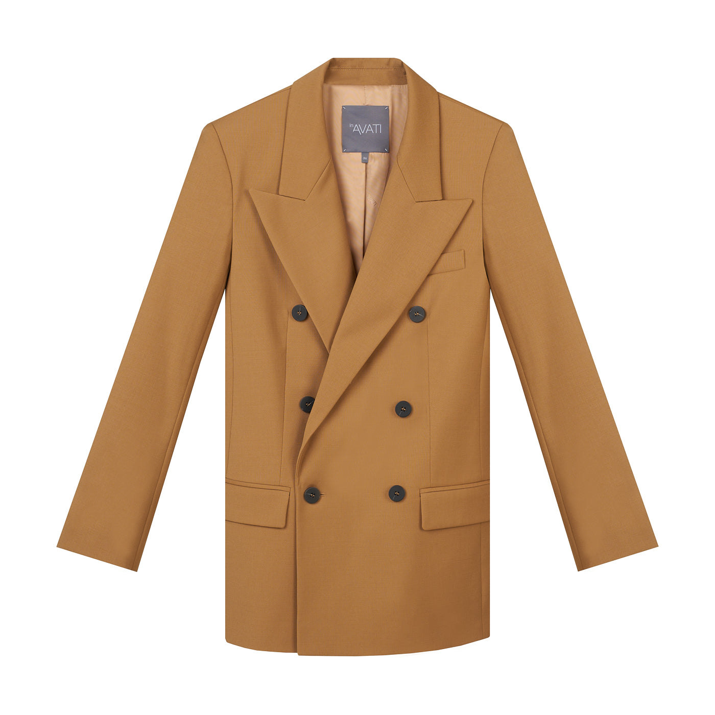 Inavati Women's Brown Double-breasted Camel Blazer In Brown