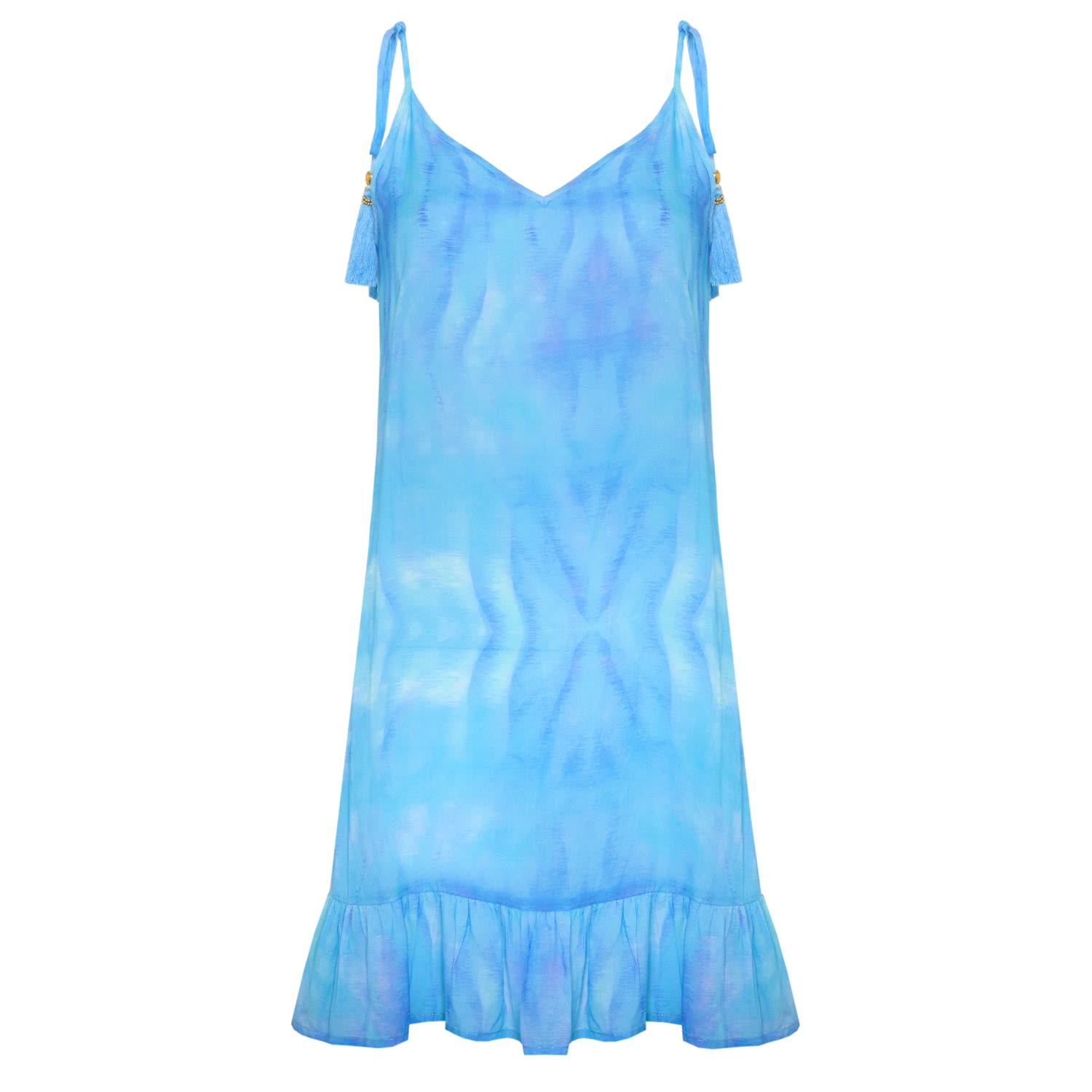 Sophia Alexia Women's Blue Turquoise Wave Mini Sun Dress In Blue