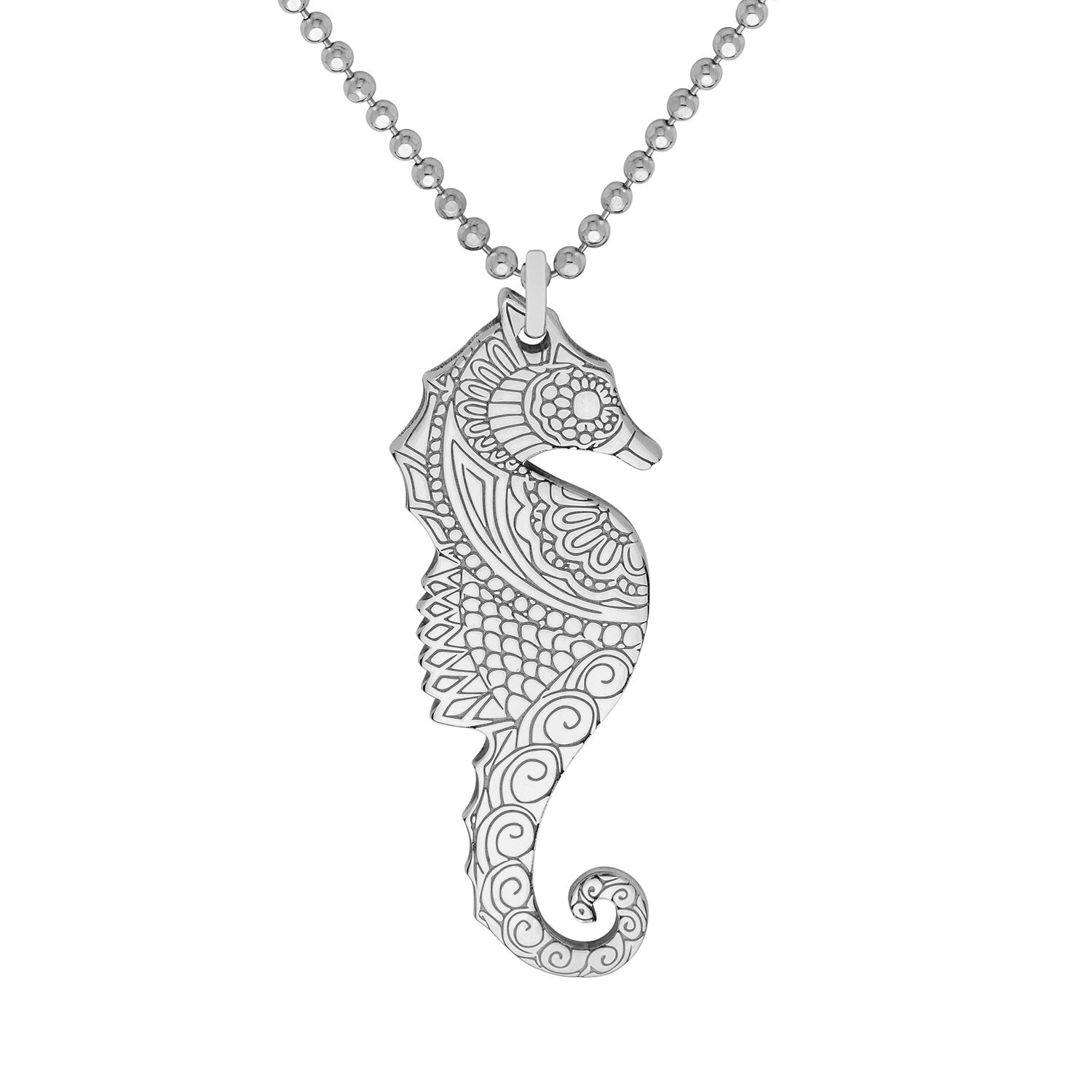 Women’s Large Silver Seahorse Pendant Necklace Cartergore