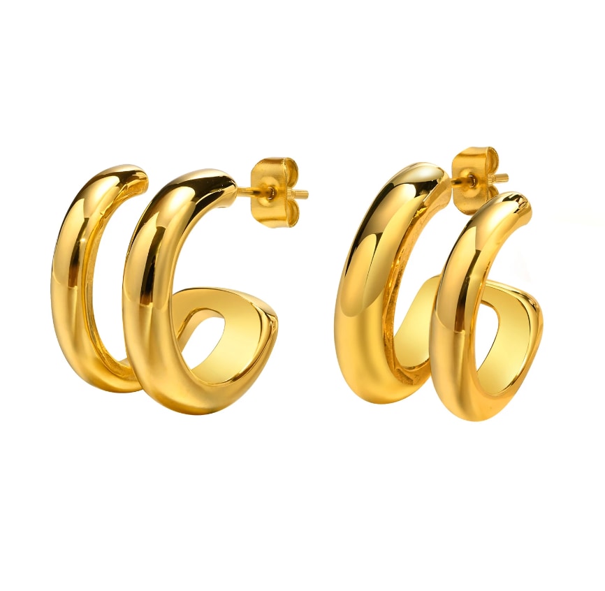 Nazzar Women's Double Hoop Gold Earrings In Gold