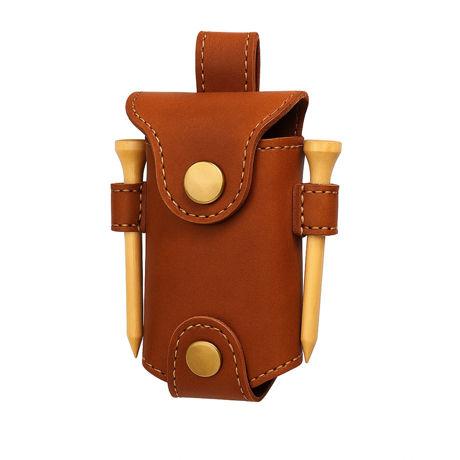 Vida Vida Men's Brown Two Golf Ball And Tees Leather Holder - Tan