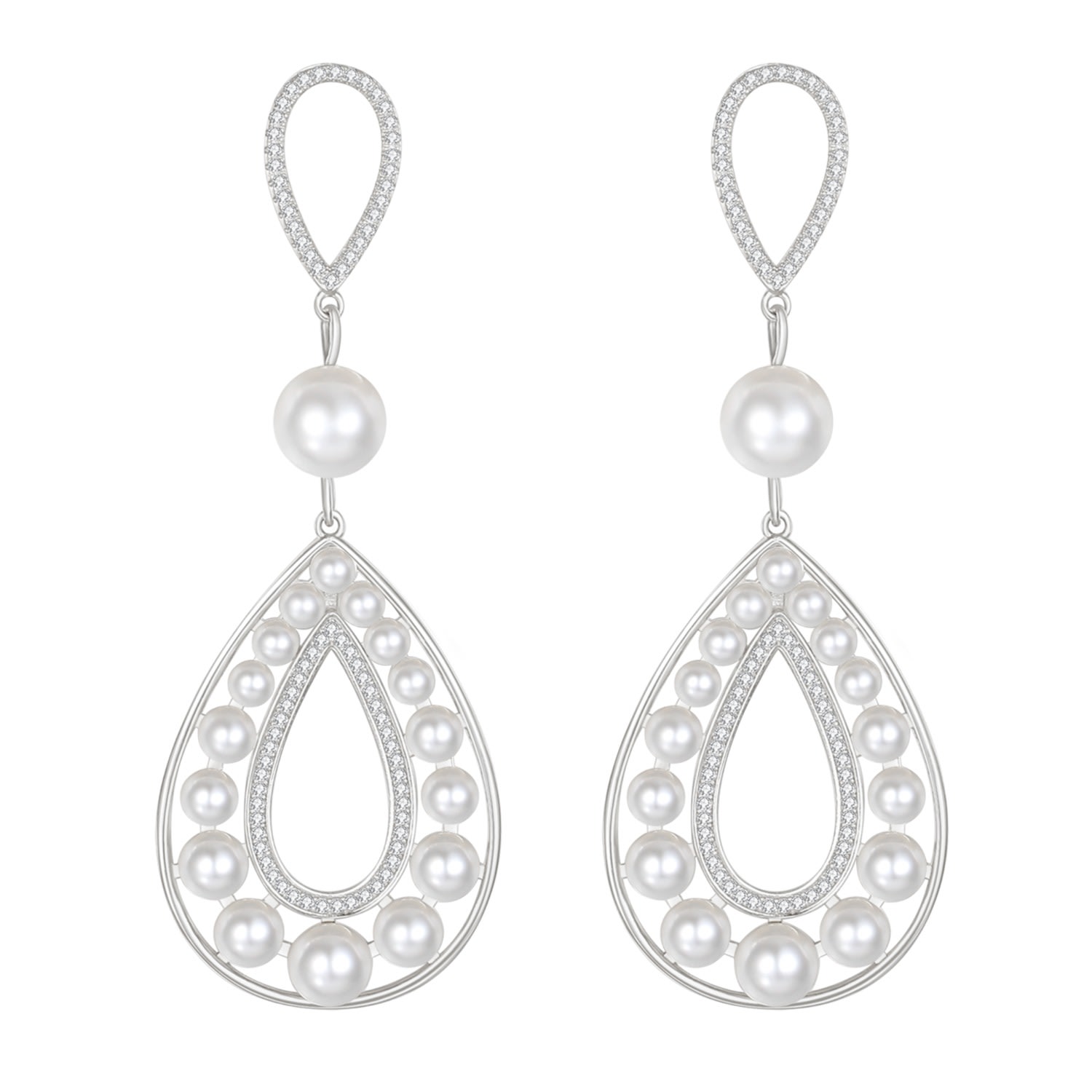 Women’s Silver Hollow Teardrop Dangle Earrings Classicharms