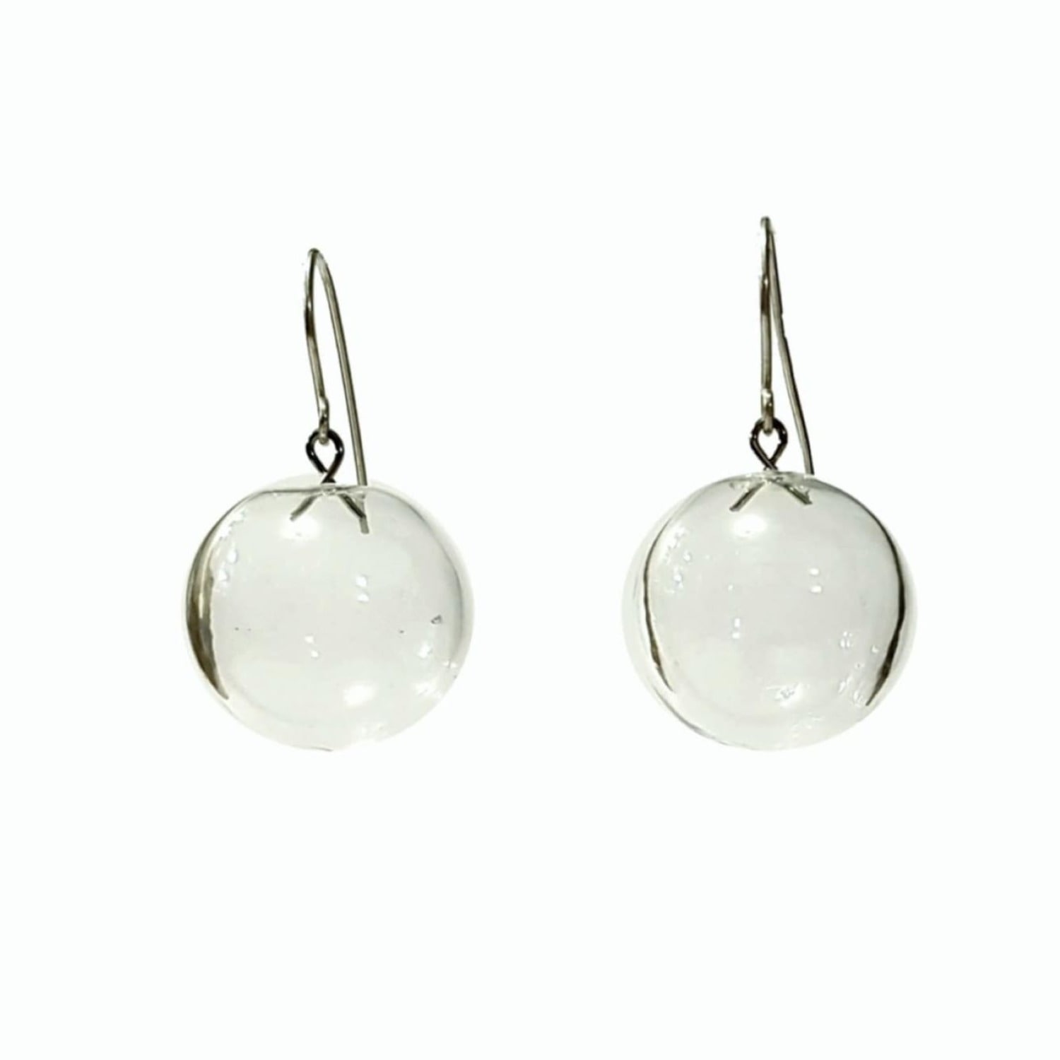 Laura Daili Women's Neutrals / Silver Air Glass Bubbles Earrings In Metallic