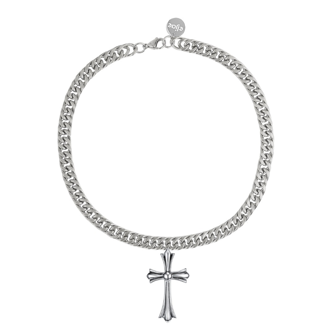 Eljae Women's Silver Mini Chroma Cross Necklace