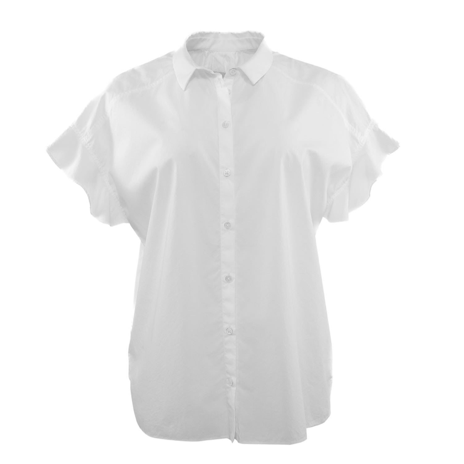 Women’s White Echo Ruffled Sleeve Shirt Small Theo the Label