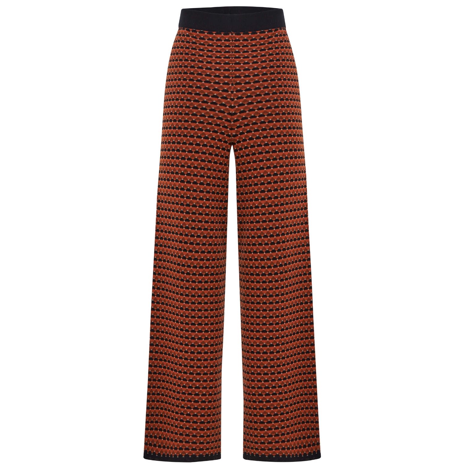 Women’s Geometric Pattern Straight Knitwear Trousers - Brown Extra Large Peraluna